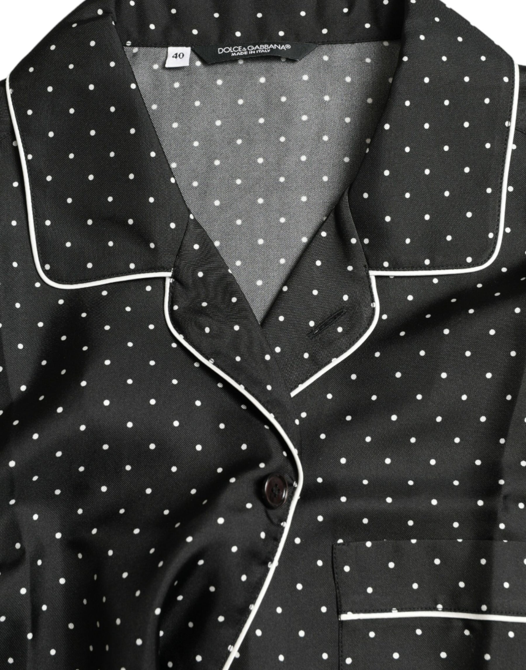 Dolce & Gabbana Black Polka Dot Silk Long Sleeve Shirt | Regal Royce