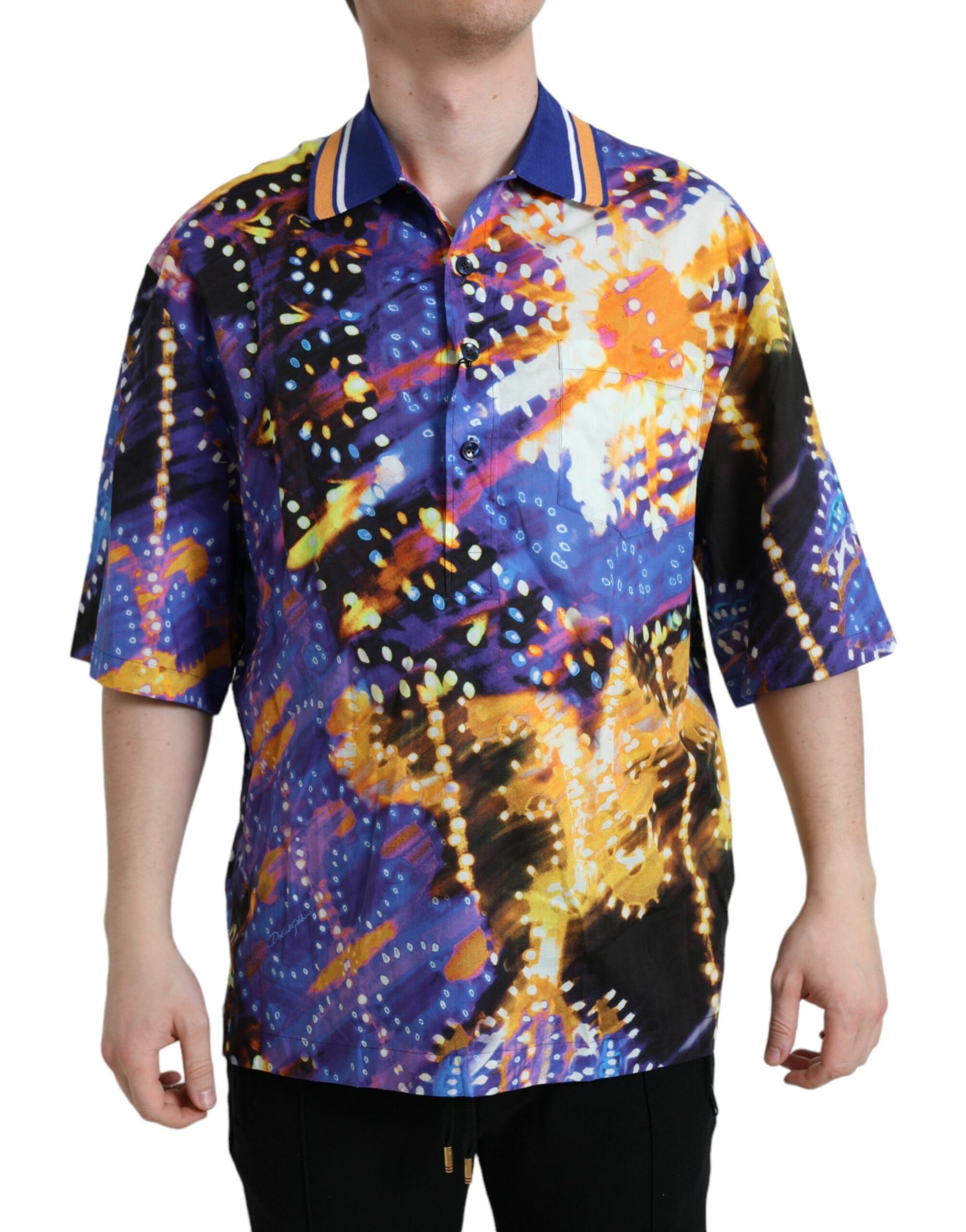 Dolce & Gabbana Multicolor Luminarie Print Cotton Casual Shirt | Regal Royce