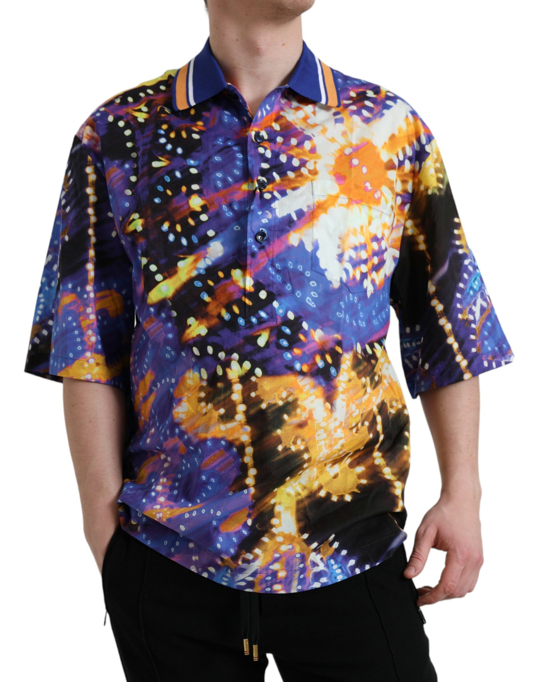 Dolce & Gabbana Multicolor Luminarie Print Cotton Casual Shirt | Regal Royce
