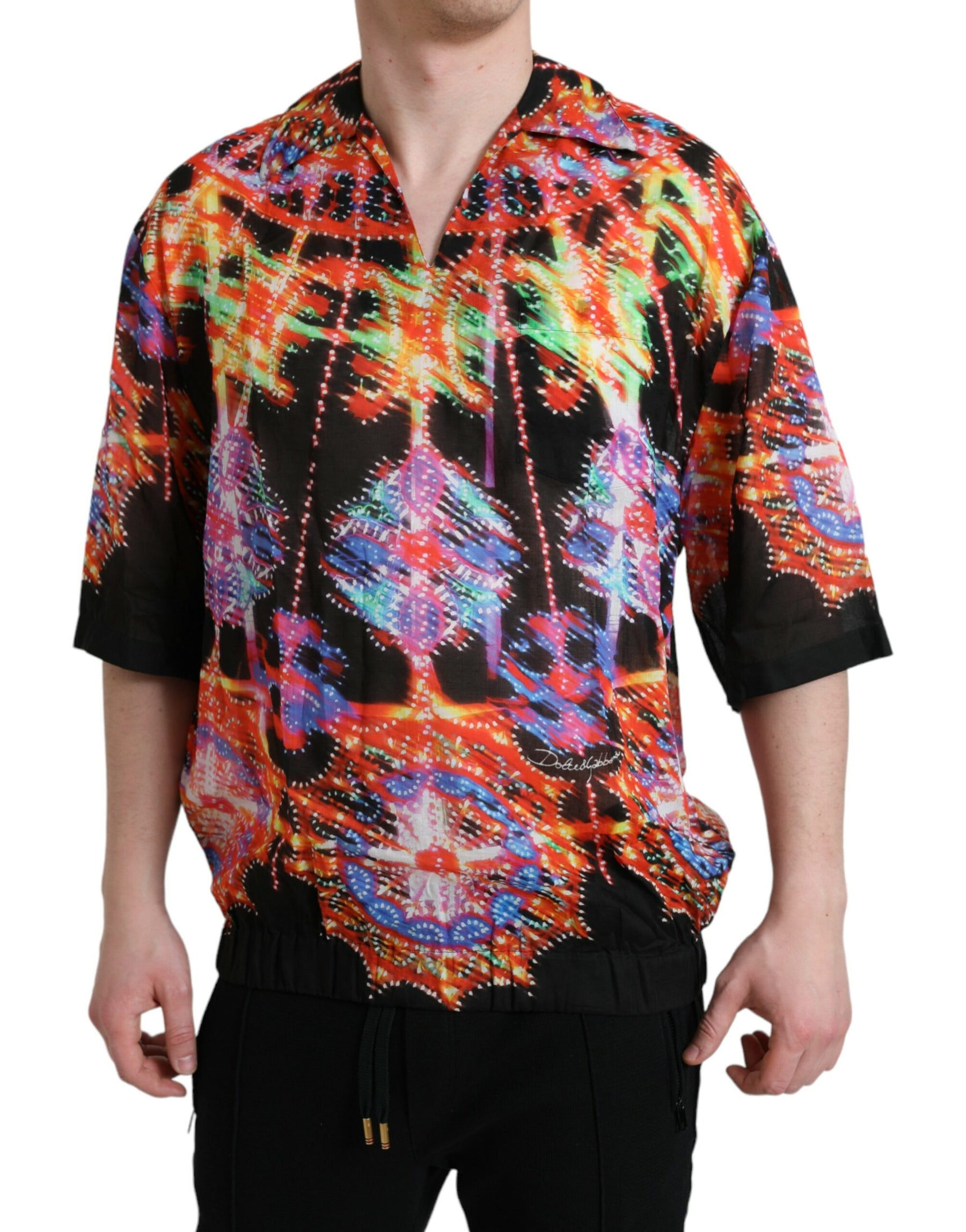 Dolce & Gabbana Multicolor Luminarie Print Cotton T-shirt | Regal Royce