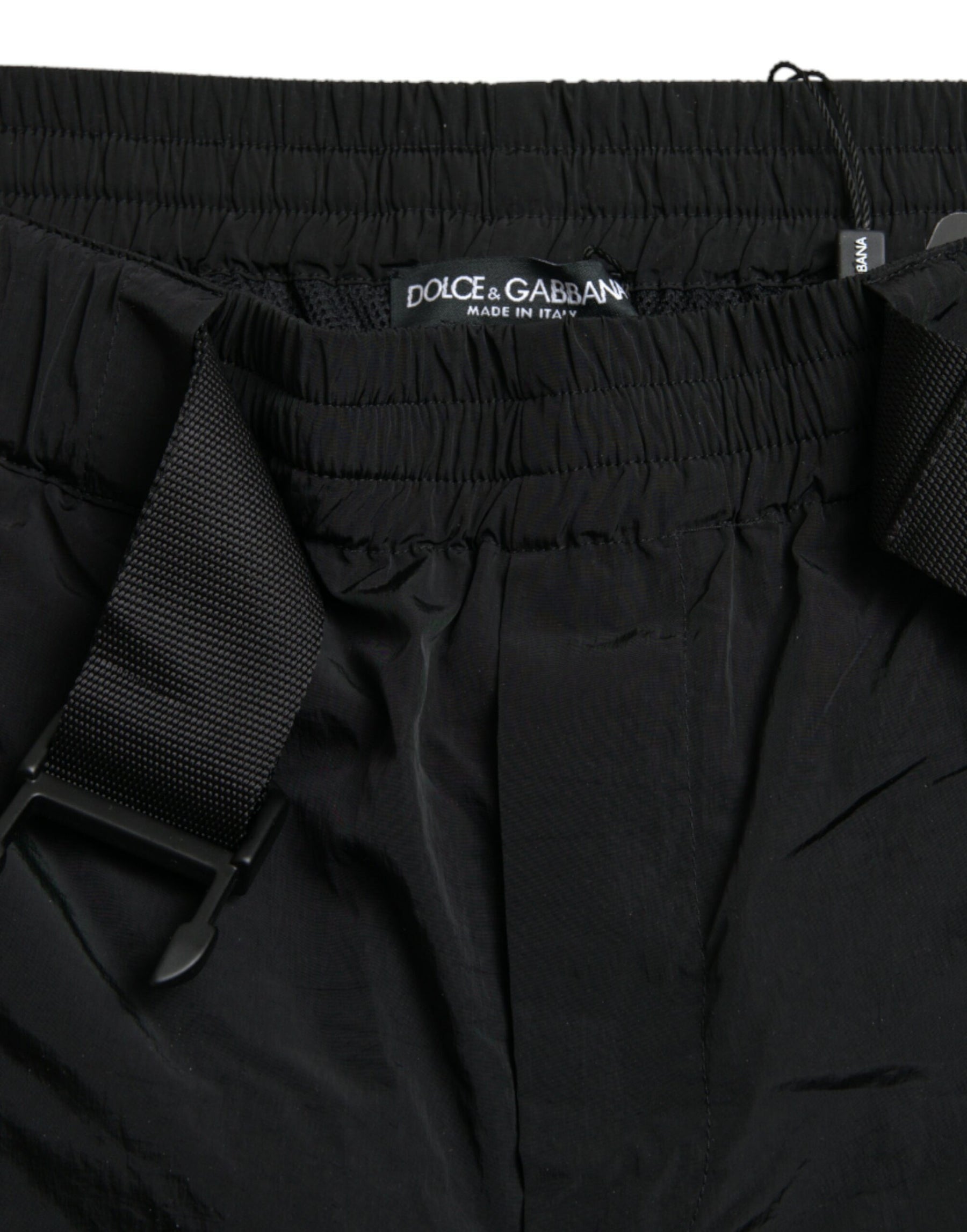 Dolce & Gabbana Black Red Leopard Print Nylon Jogger Pants | Regal Royce