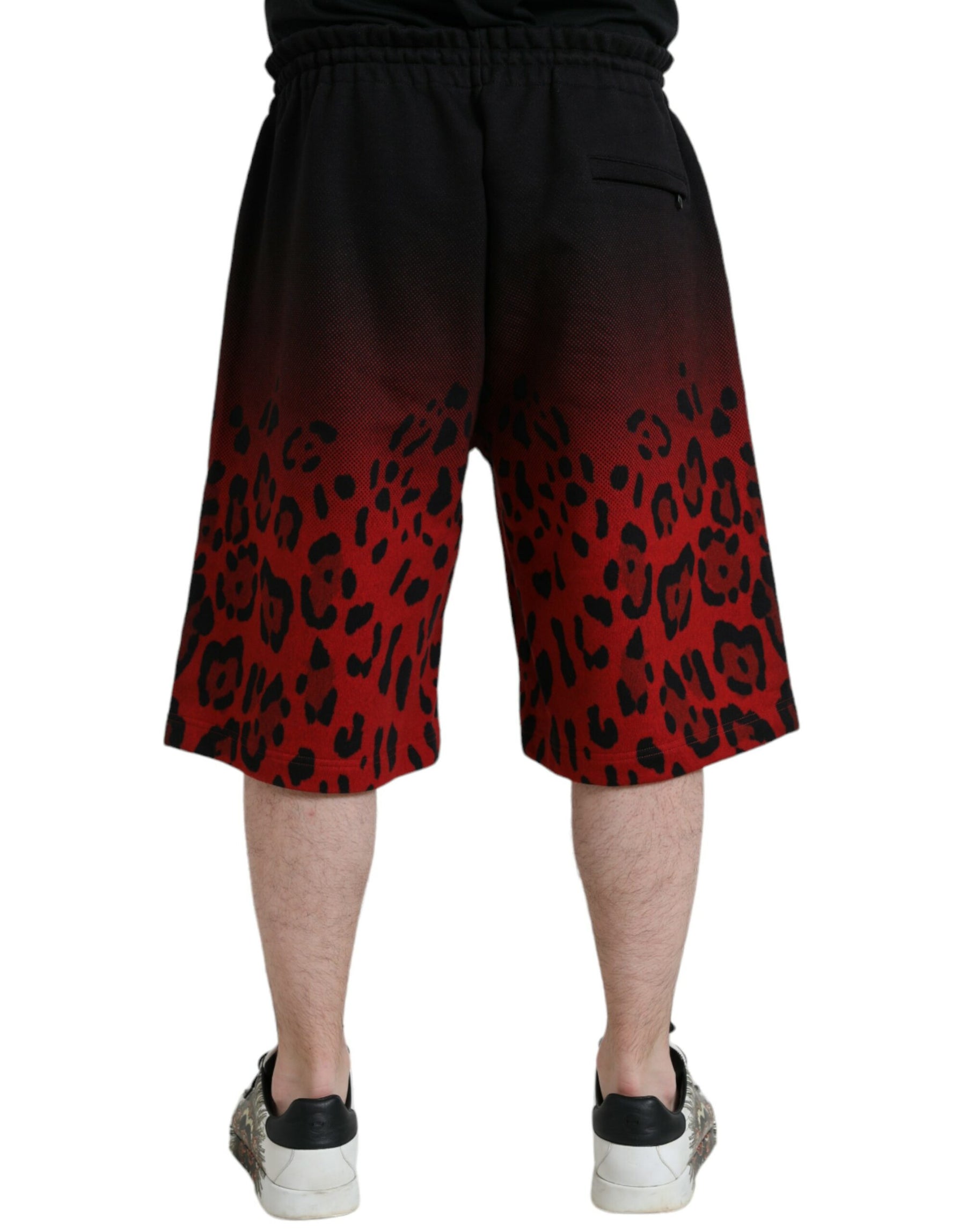 Dolce & Gabbana Red Leopard Print Cotton Bermuda Shorts | Regal Royce