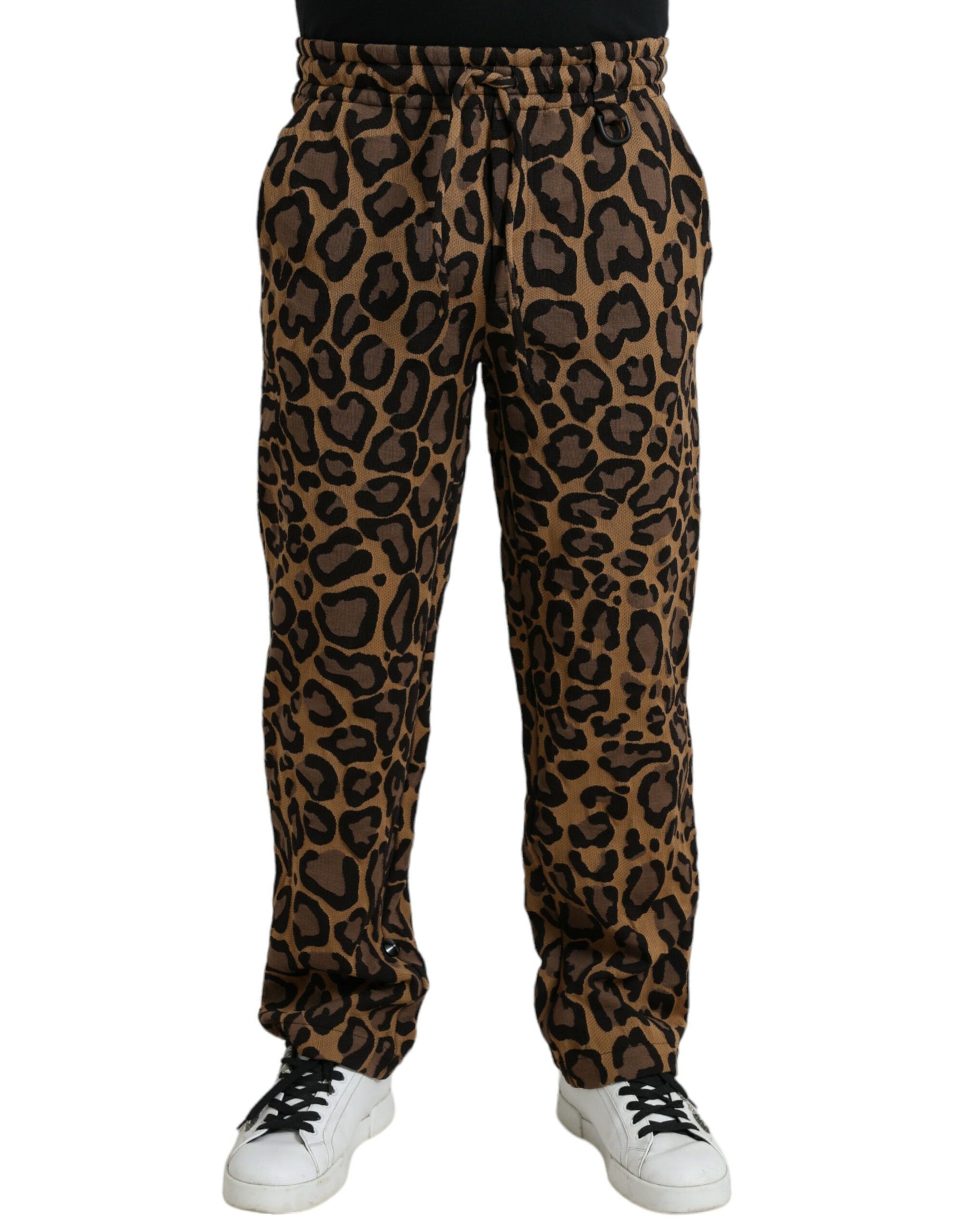 Dolce & Gabbana Brown Leopard Print Polyester Jogger Pants | Regal Royce