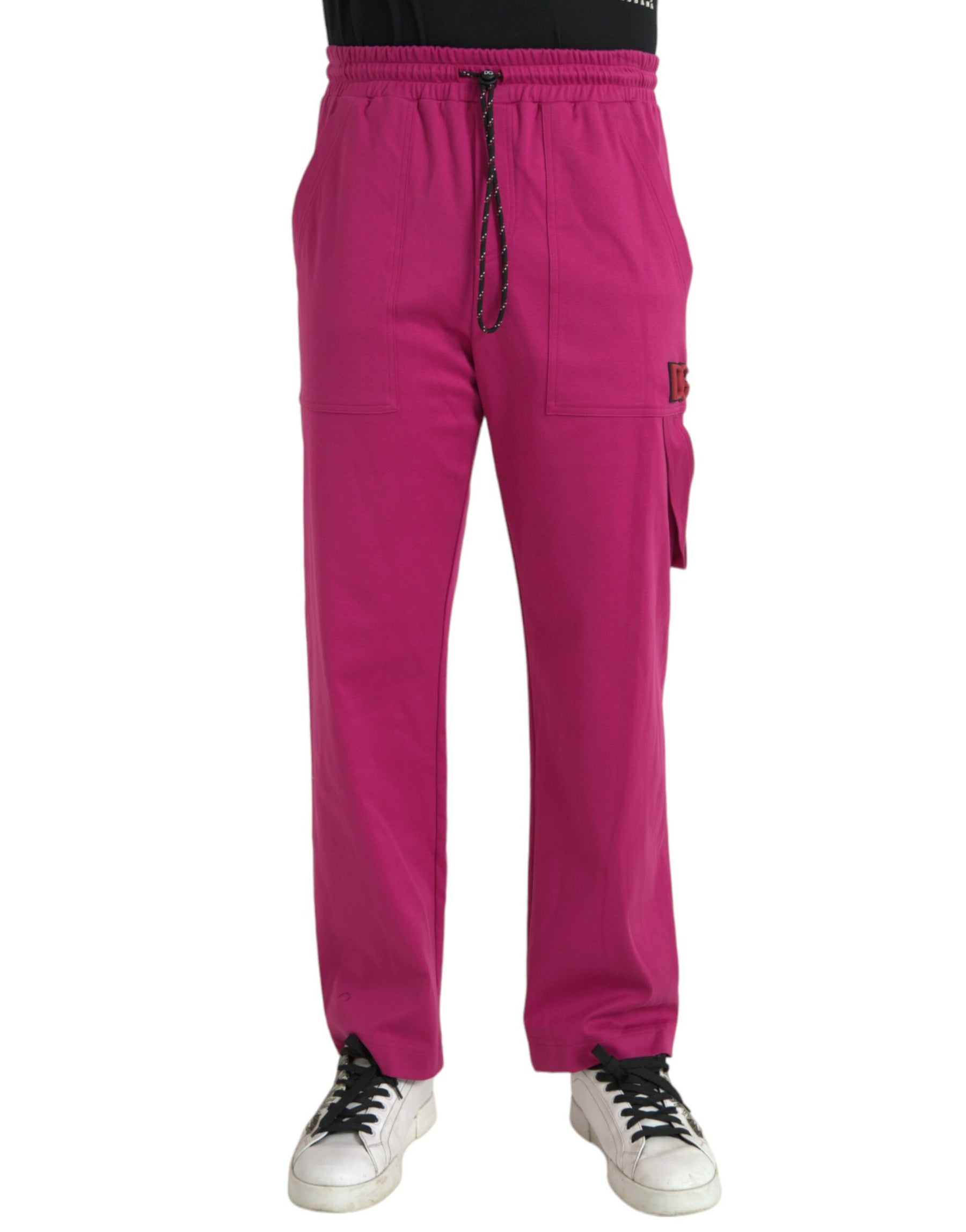Dolce & Gabbana Pink Logo Cargo Cotton Jogger Sweatpants Pants | Regal Royce