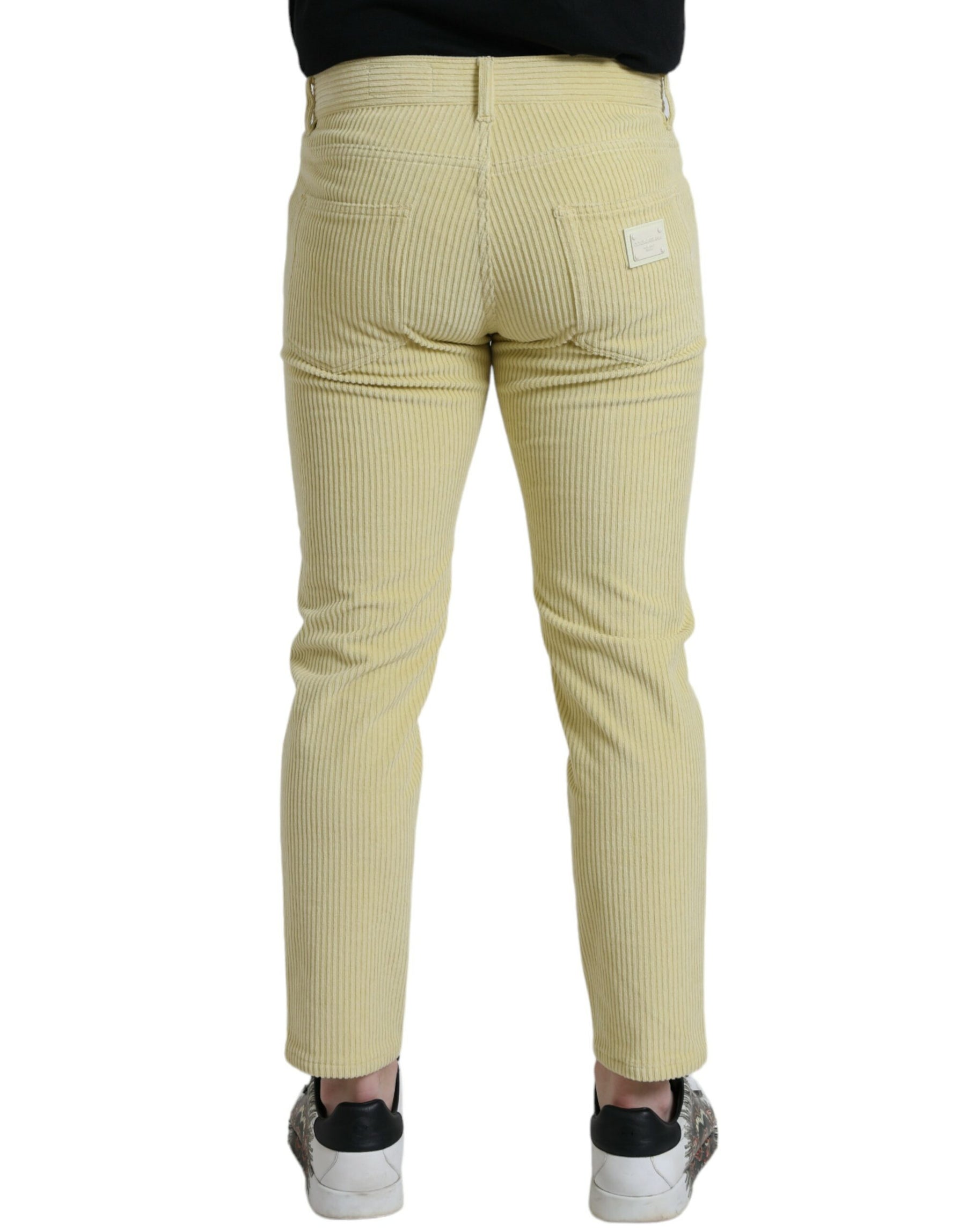Dolce & Gabbana Yellow Corduroy Logo Plaque Skinny Denim Jeans | Regal Royce