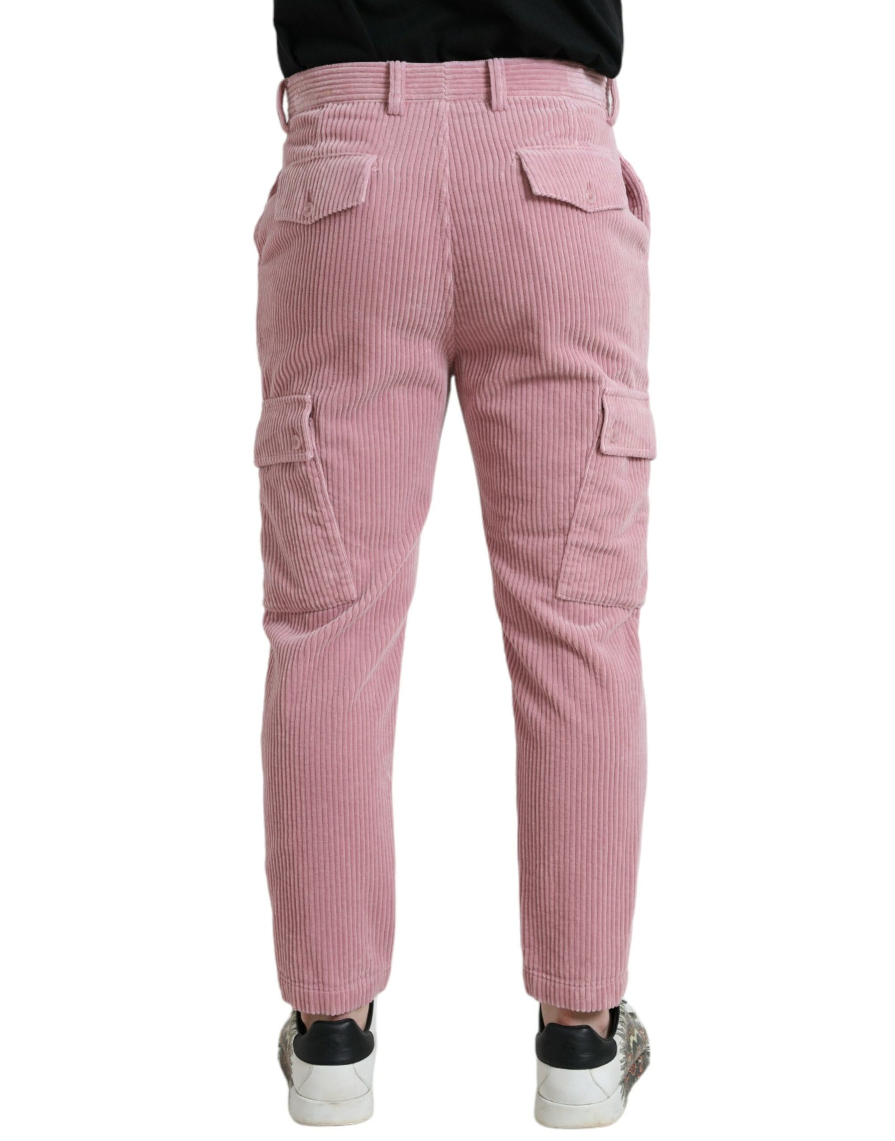 Dolce & Gabbana Pink Corduroy Cotton Stretch Skinny Cargo Jeans | Regal Royce