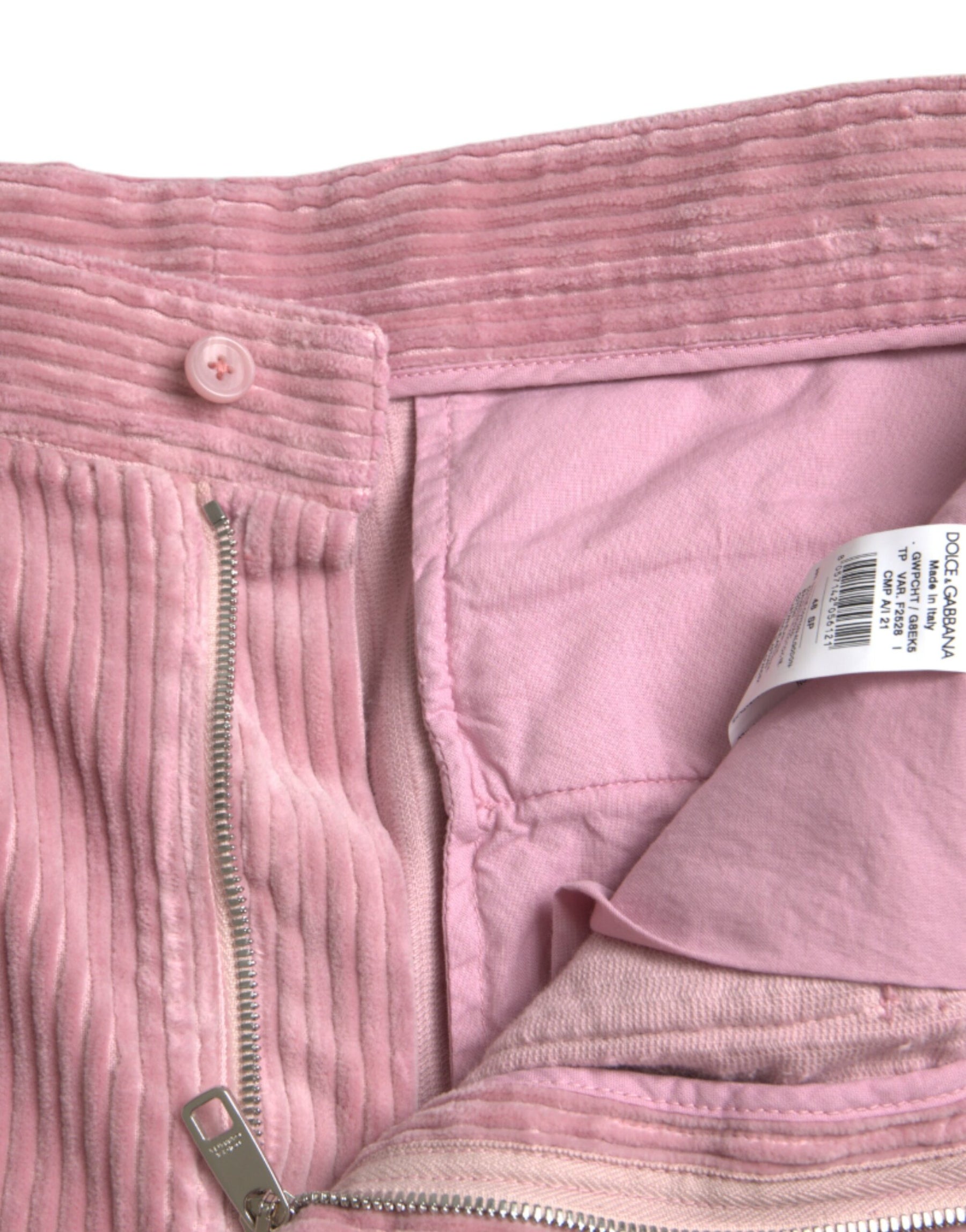Dolce & Gabbana Pink Corduroy Cotton Stretch Skinny Cargo Jeans | Regal Royce