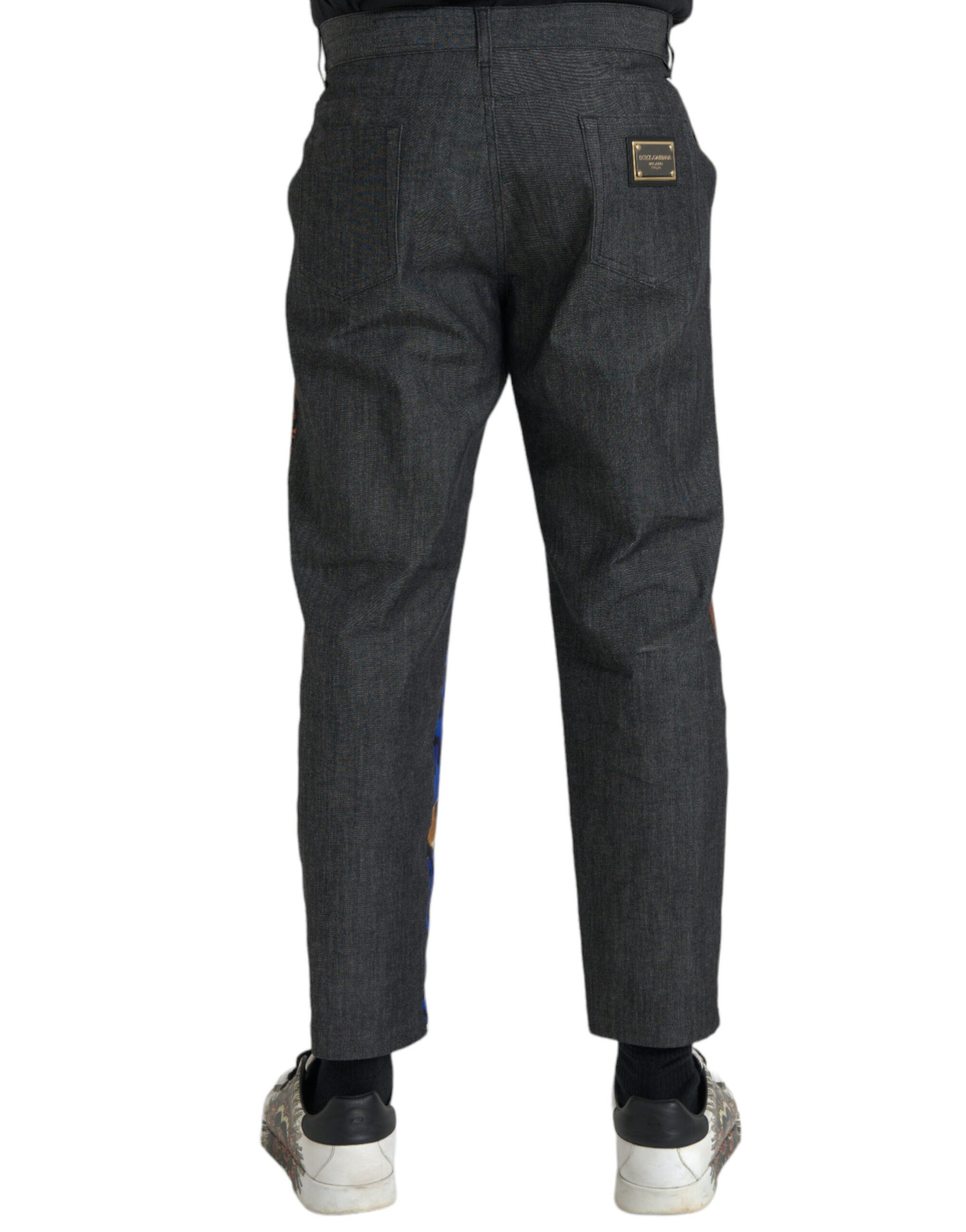 Dolce & Gabbana Multicolor Tiger Leopard Cotton Loose Tapered Pants | Regal Royce