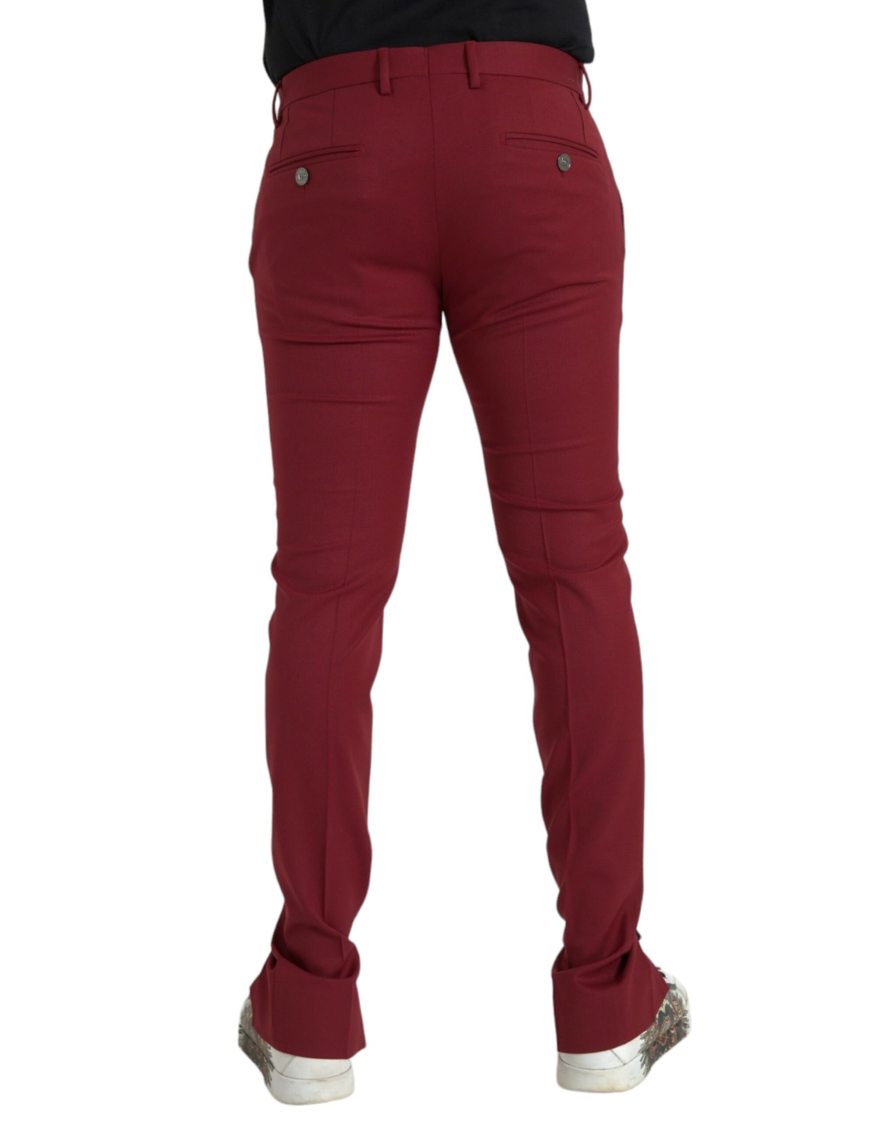 Dolce & Gabbana Red Wool Men Slim Fit Dress Pants | Regal Royce