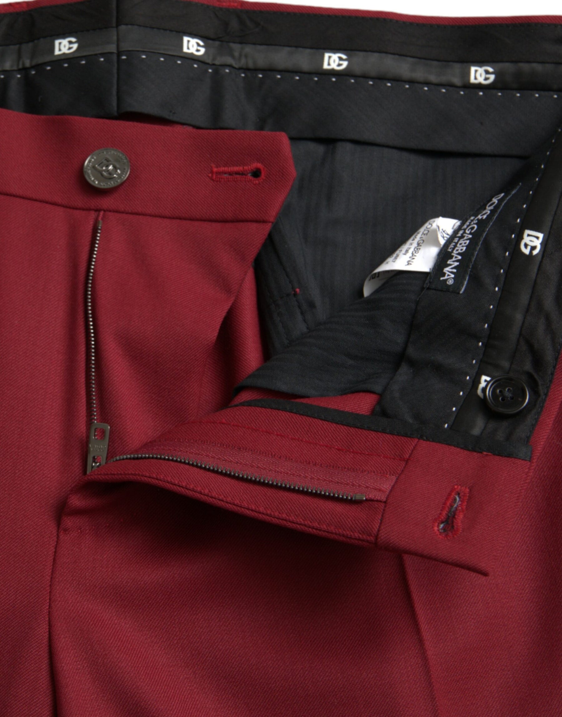 Dolce & Gabbana Red Wool Men Slim Fit Dress Pants | Regal Royce
