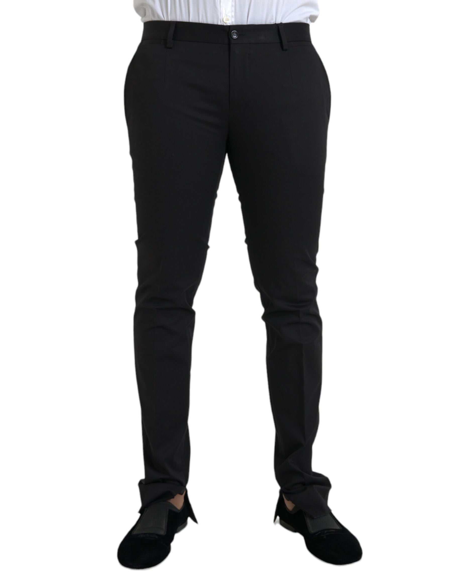 Dolce & Gabbana Black Cotton Stretch Skinny Dress Pants | Regal Royce