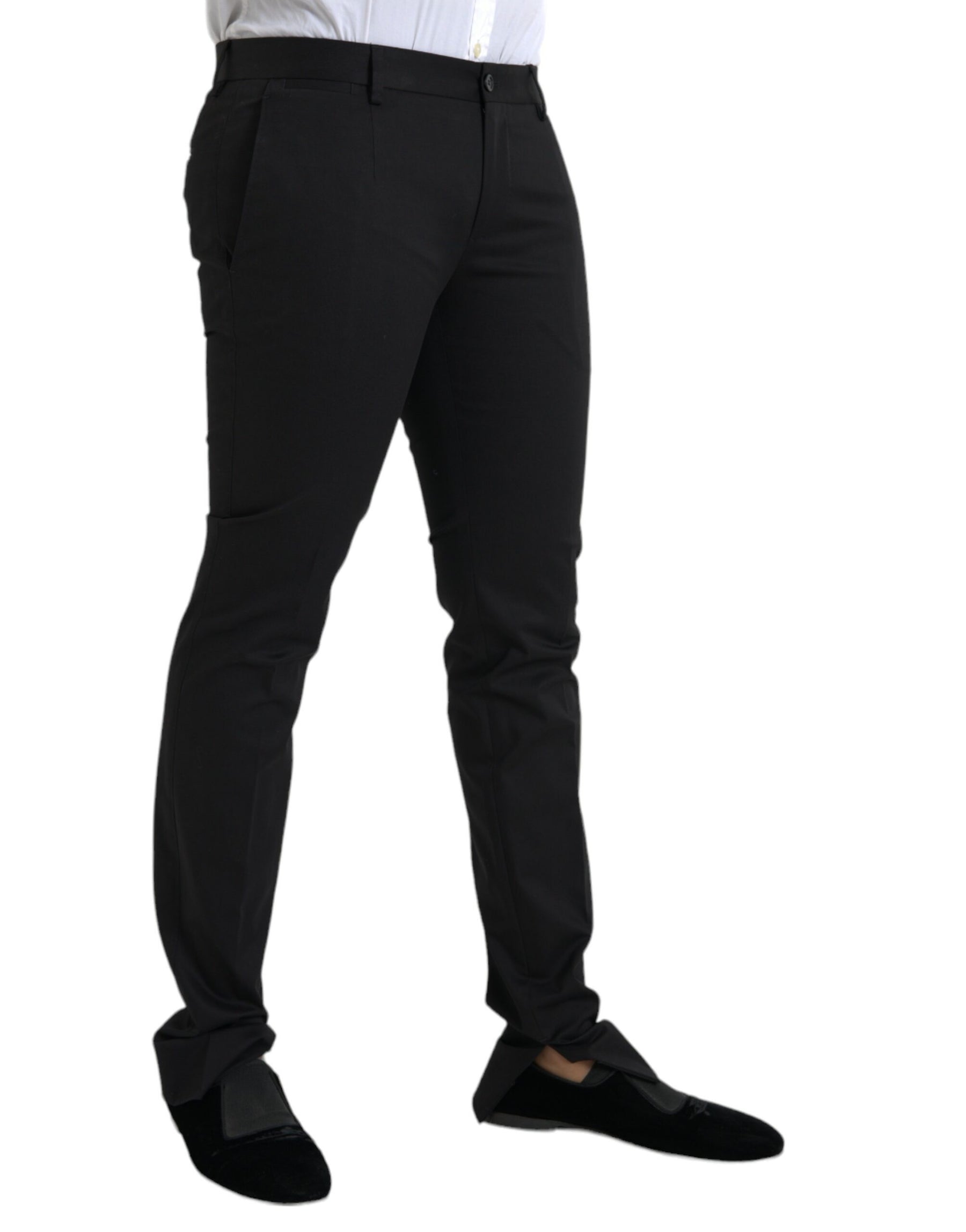 Dolce & Gabbana Black Cotton Stretch Skinny Dress Pants | Regal Royce