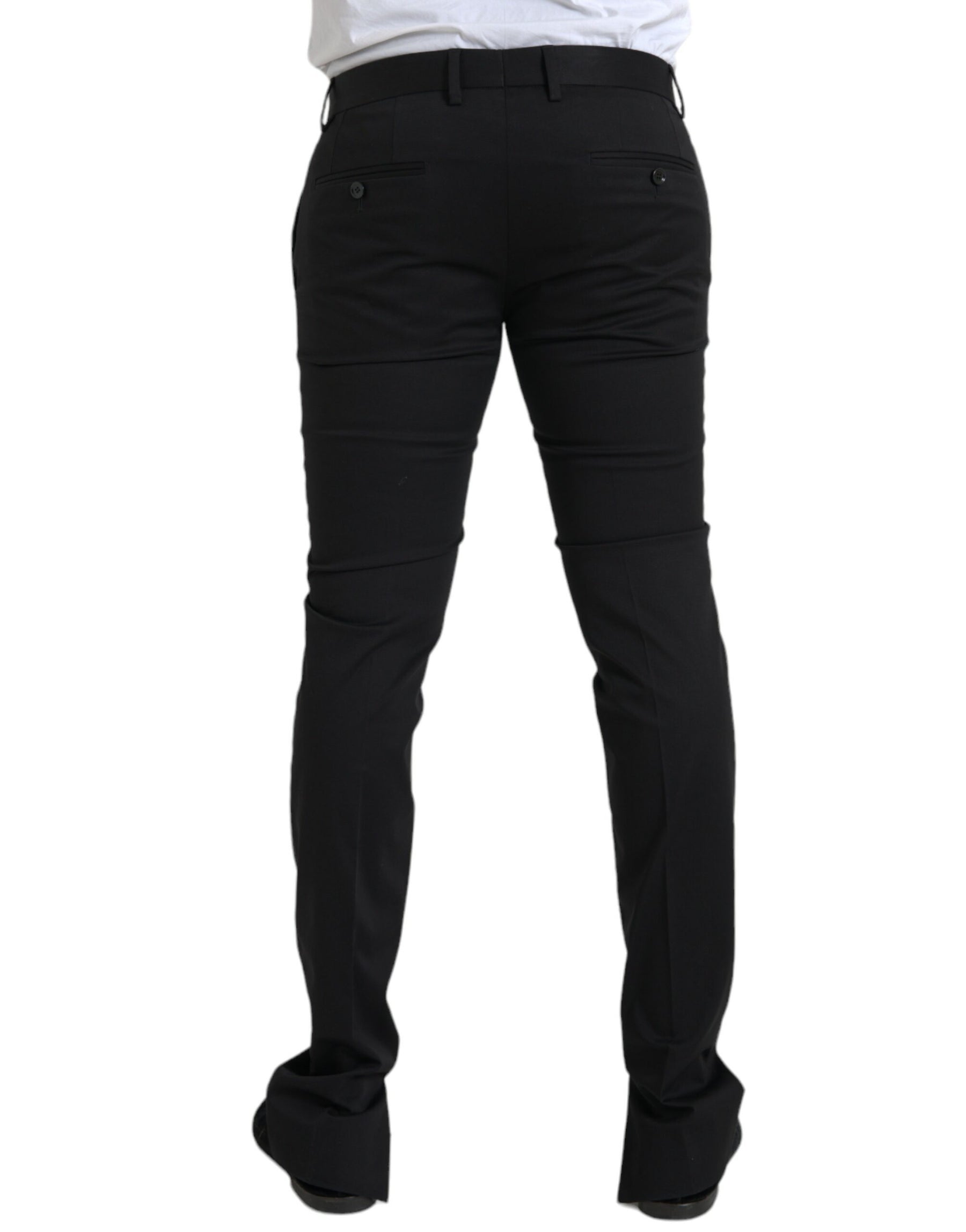 Dolce & Gabbana Black Cotton Stretch Skinny Dress Pants | Regal Royce