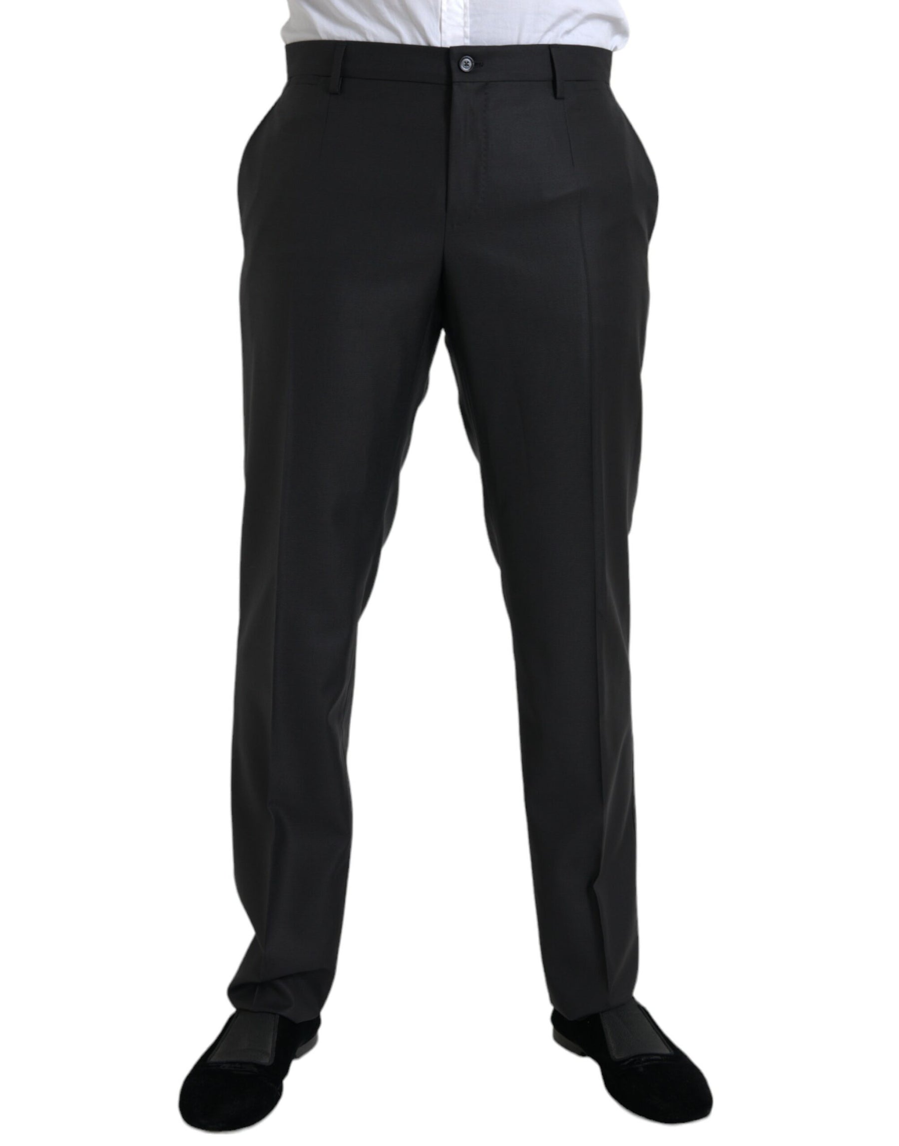 Dolce & Gabbana Black Wool Silk Skinny Dress Pants | Regal Royce