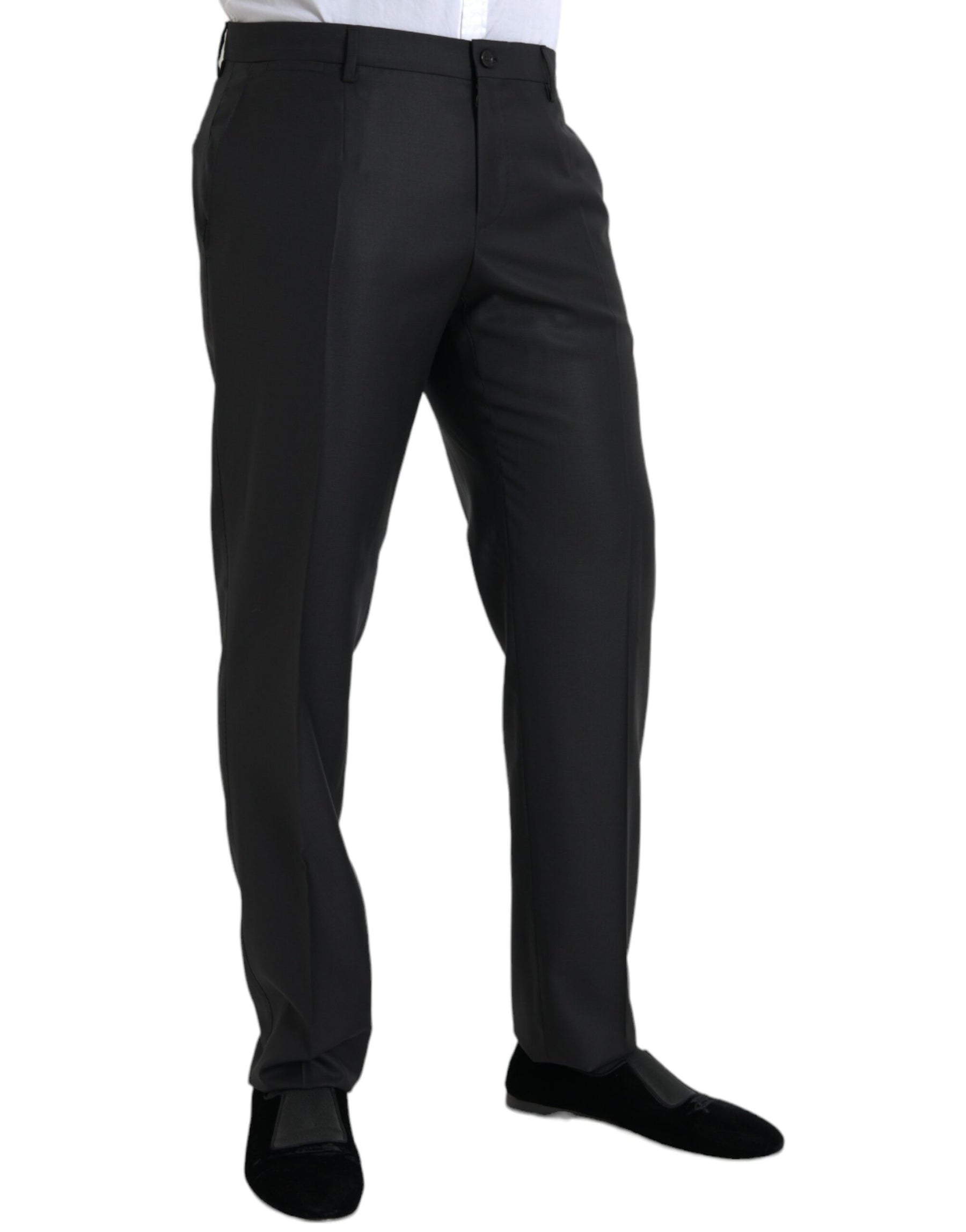 Dolce & Gabbana Black Wool Silk Skinny Dress Pants | Regal Royce
