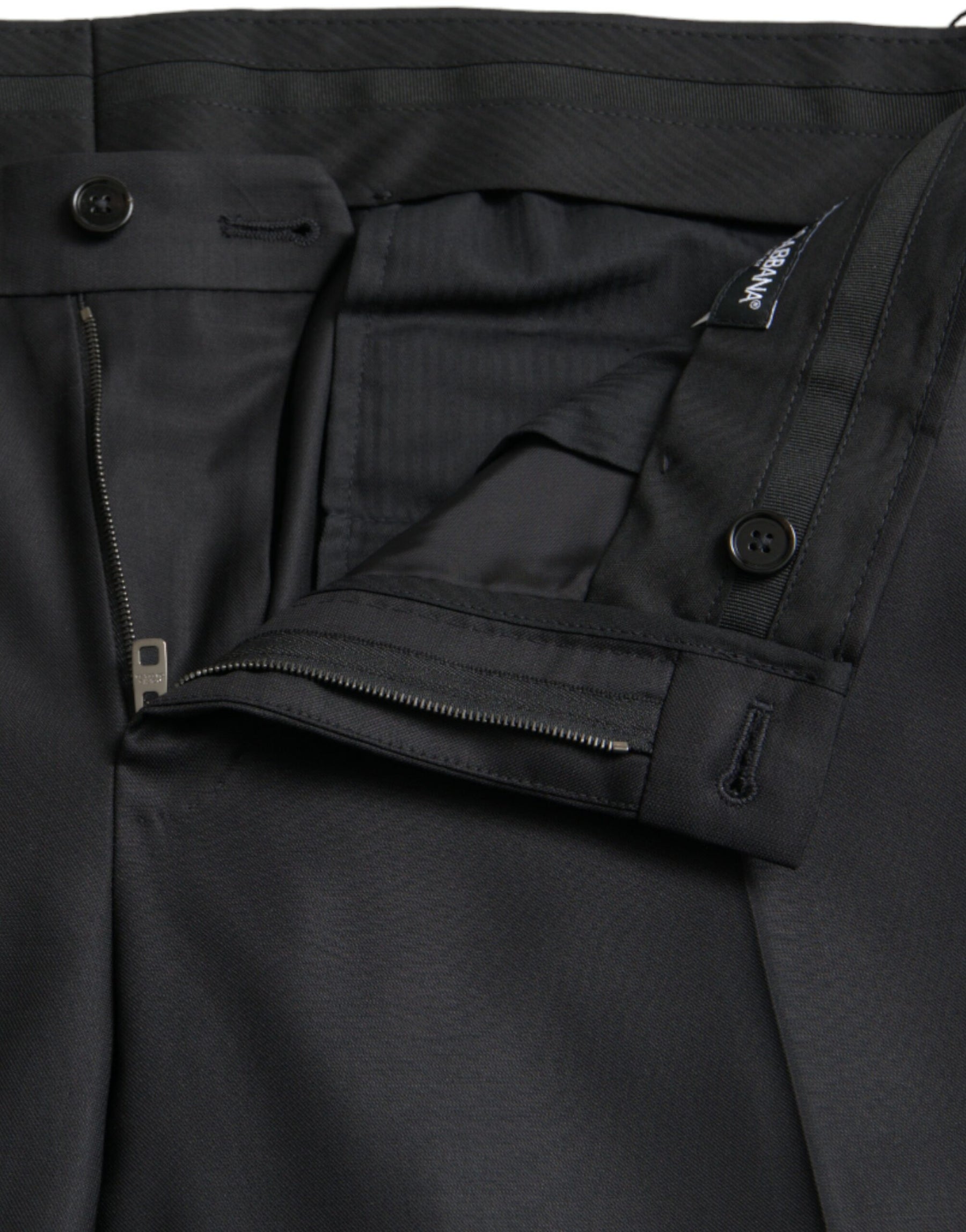 Dolce & Gabbana Black Wool Silk Skinny Dress Pants | Regal Royce