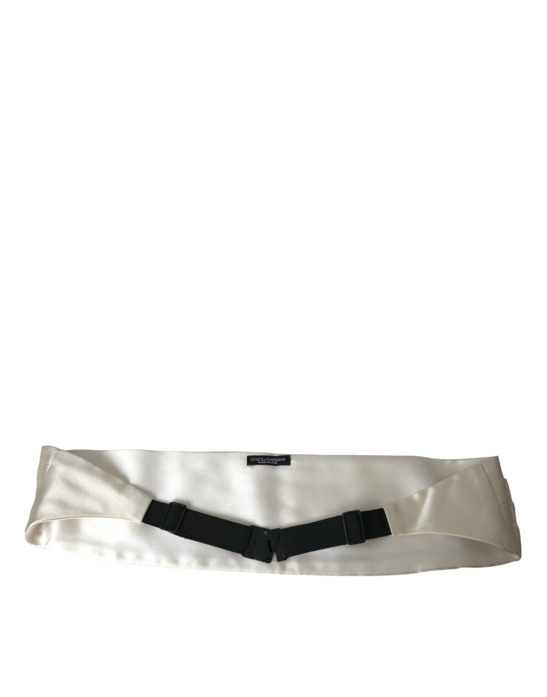 Dolce & Gabbana White Men Wide Waist Silk Belt Cummerbund | Regal Royce