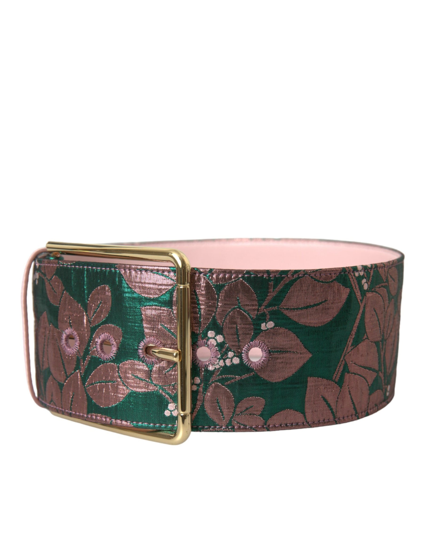 Dolce & Gabbana Multicolor Floral Jacquard Lurex Gold Buckle Belt | Regal Royce