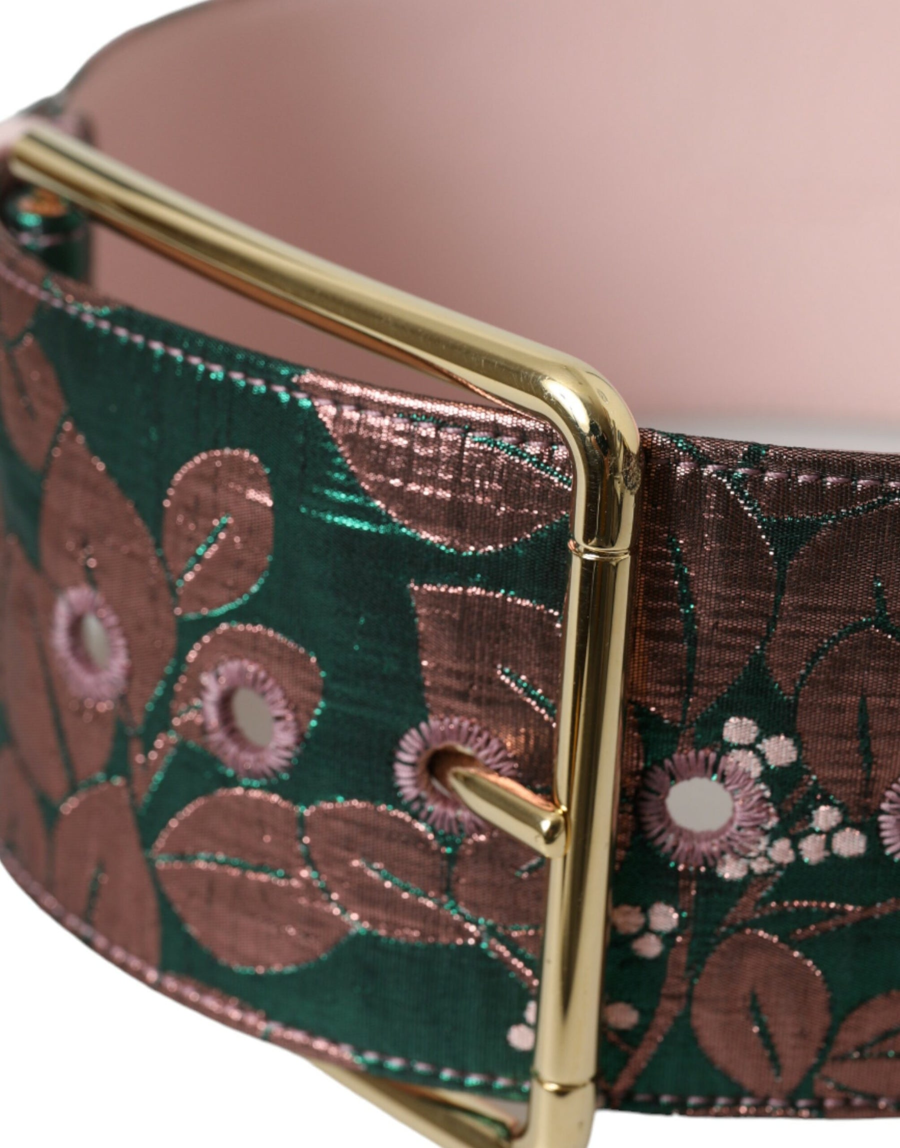 Dolce & Gabbana Multicolor Floral Jacquard Lurex Gold Buckle Belt | Regal Royce