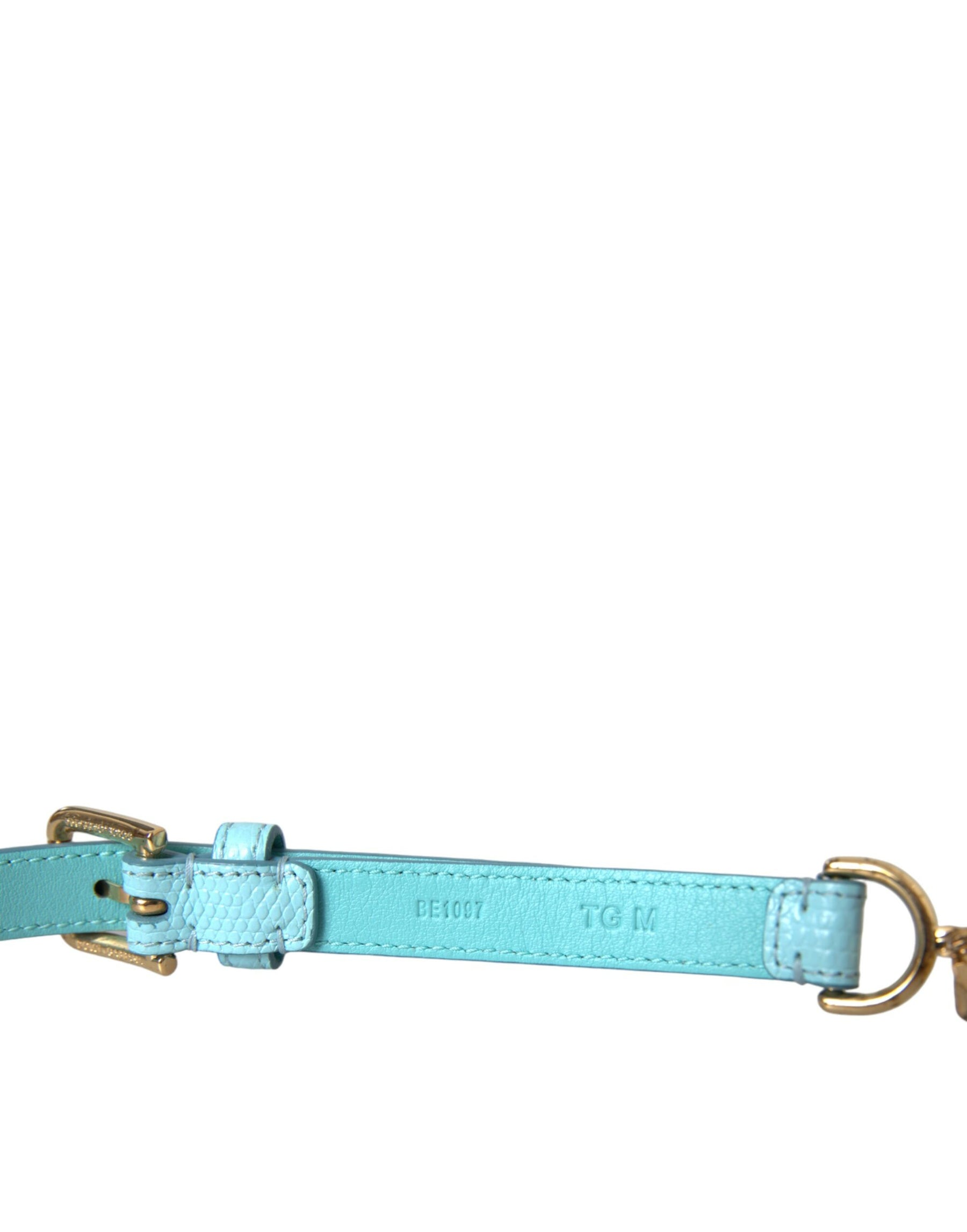Dolce & Gabbana Light Blue Leather Crystal Chain Waist Belt | Regal Royce