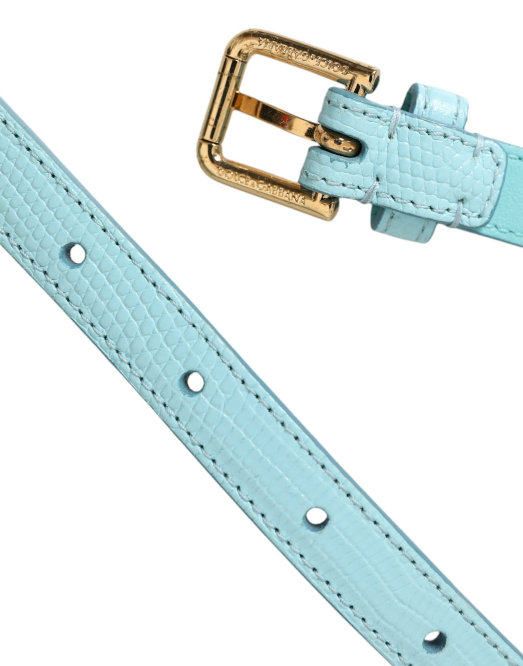 Dolce & Gabbana Light Blue Leather Crystal Chain Waist Belt | Regal Royce