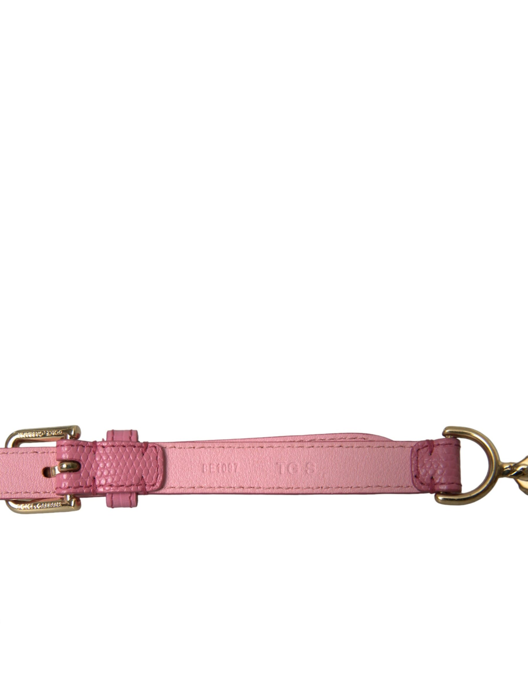 Dolce & Gabbana Pink Leather Crystal Chain Embellished Belt | Regal Royce