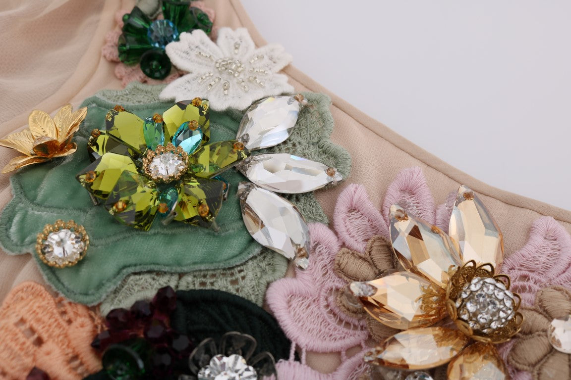 Dolce & Gabbana Pink Silk Floral Crystal Maxi Gown Dress | Regal Royce