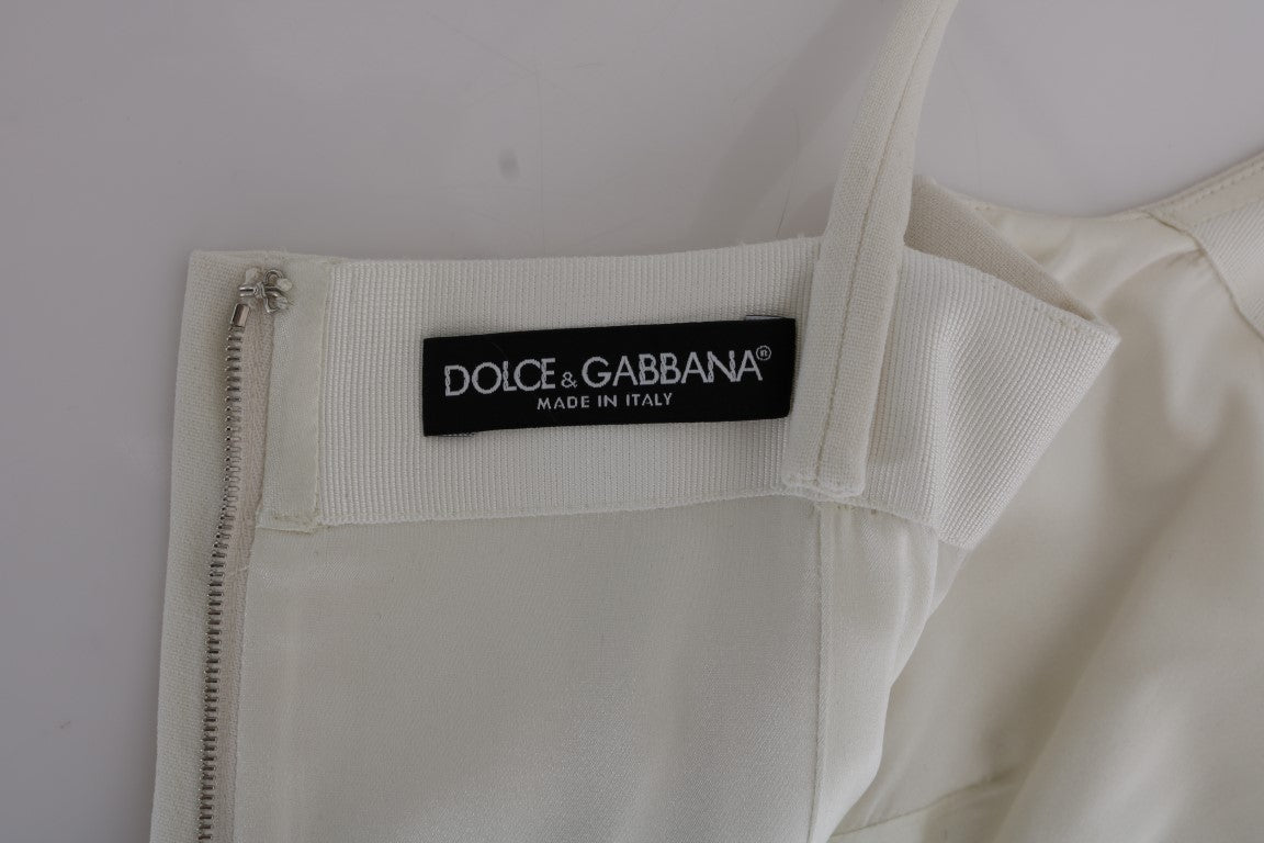 Dolce & Gabbana White Wool Stretch Brooch Shift Dress | Regal Royce
