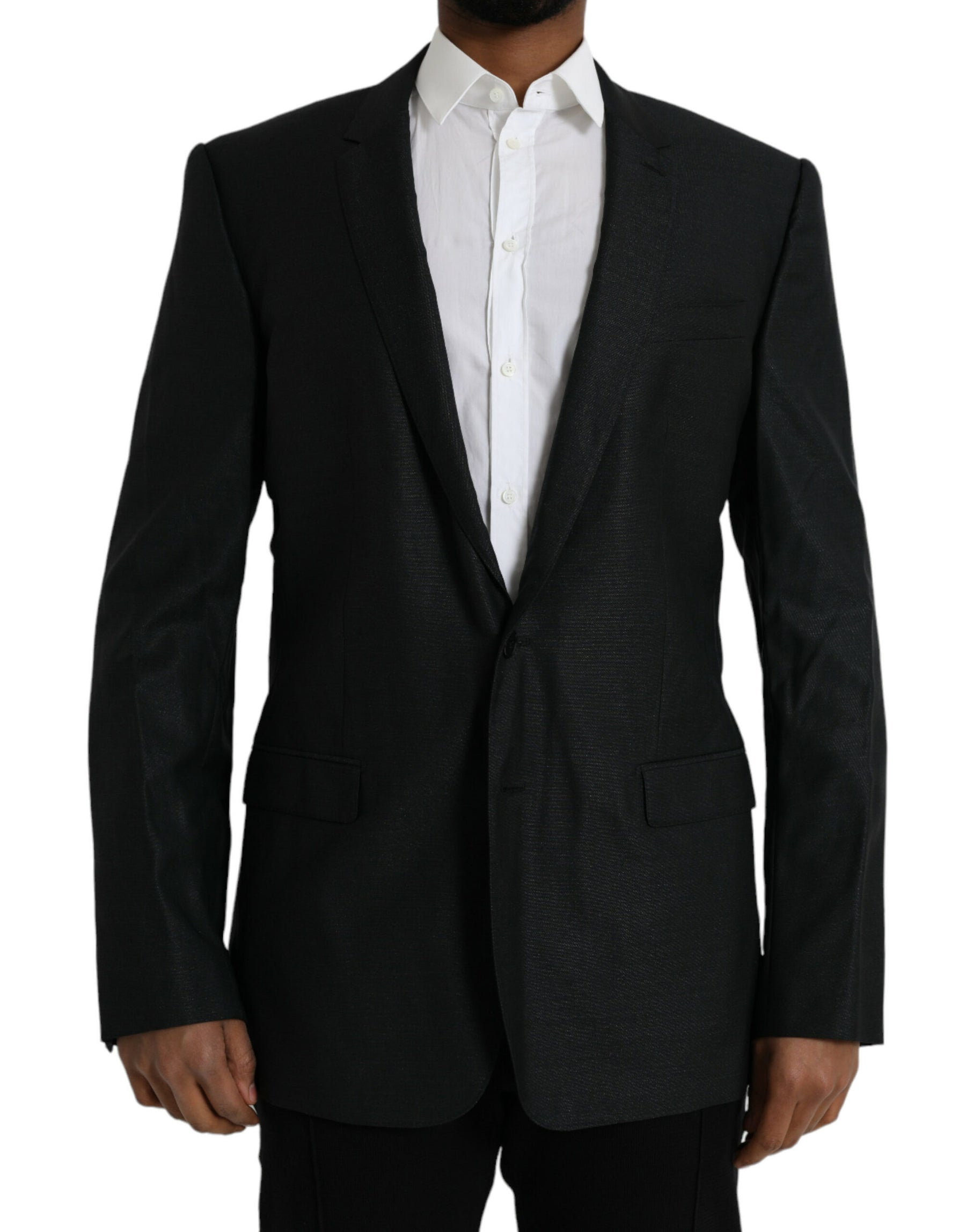 Dolce & Gabbana Black Wool Notch SingleBreasted Coat Blazer | Regal Royce
