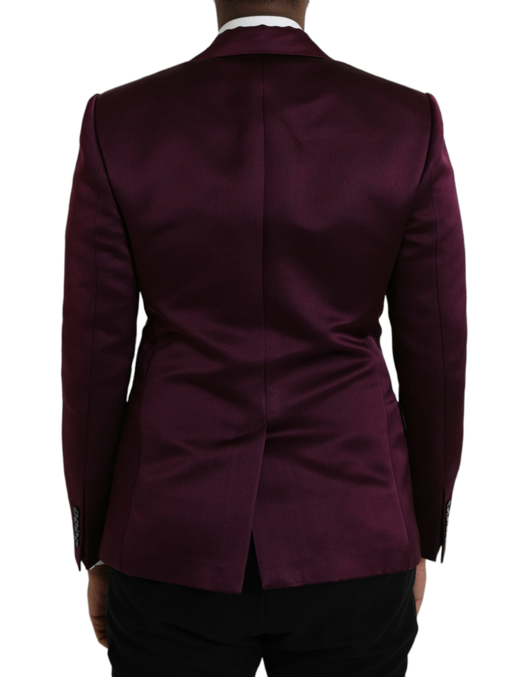 Dolce & Gabbana Maroon Silk Single Breasted Coat Blazer | Regal Royce