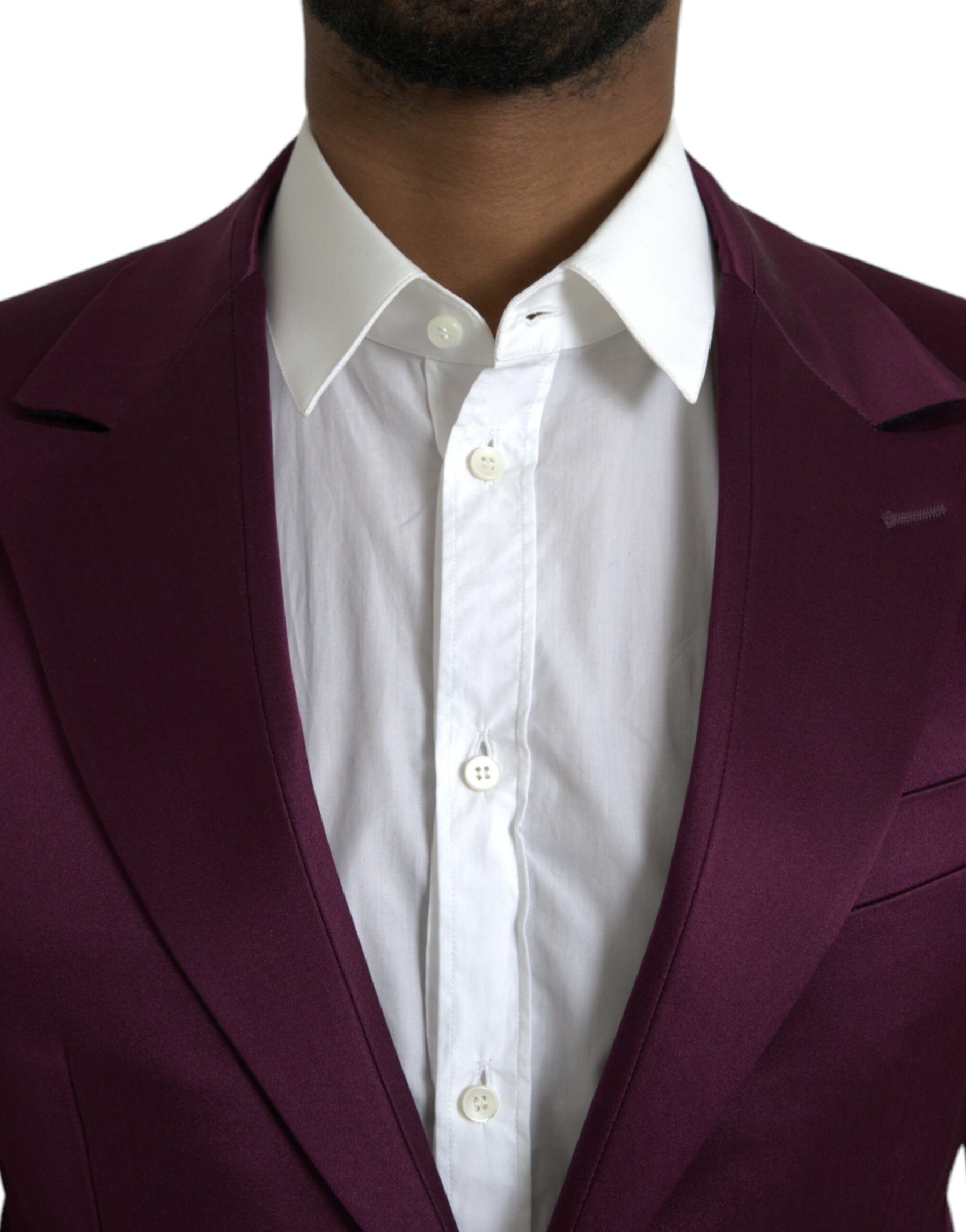 Dolce & Gabbana Maroon Silk Single Breasted Coat Blazer | Regal Royce
