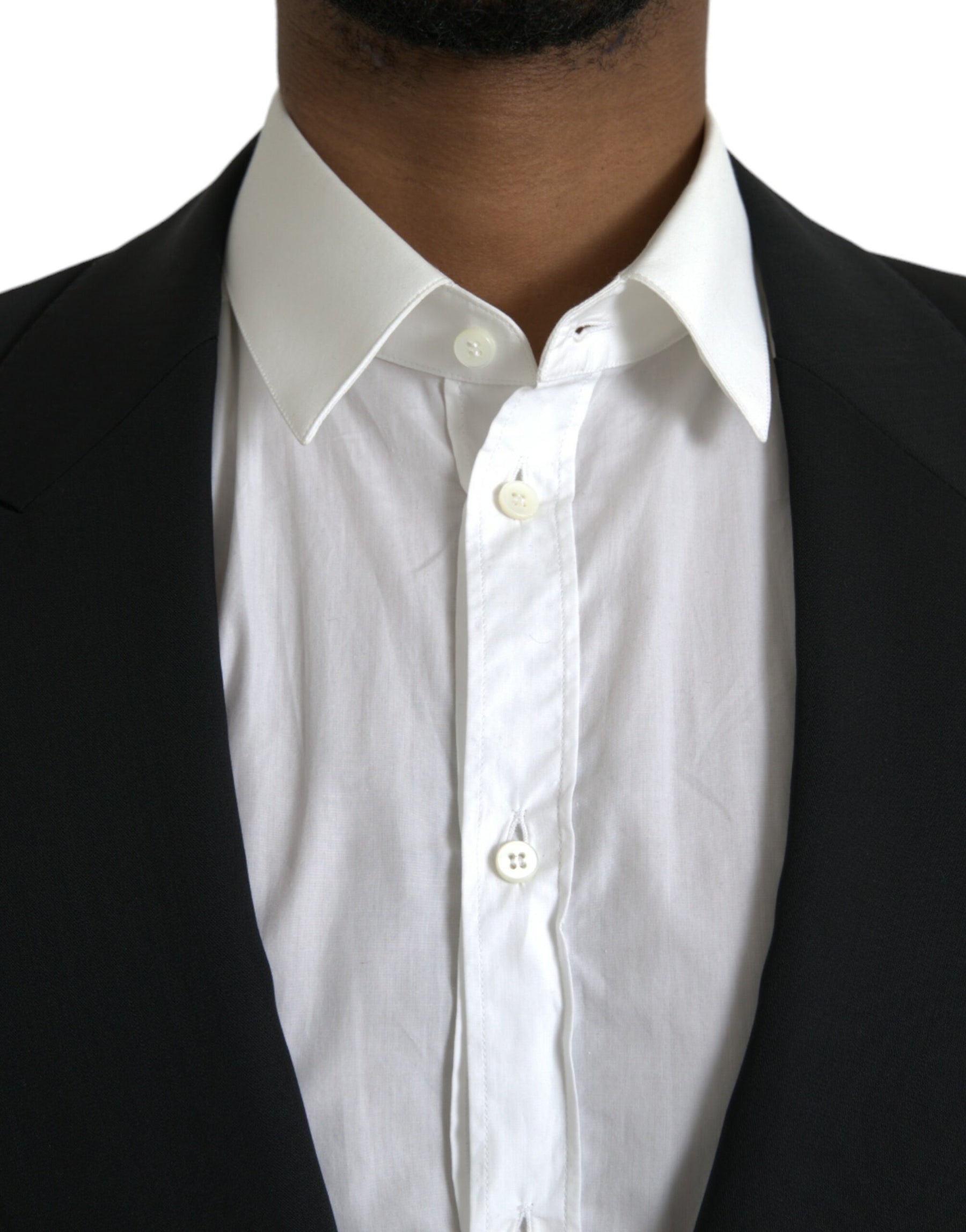 Dolce & Gabbana Black Wool Peak Single Breasted Coat Blazer | Regal Royce