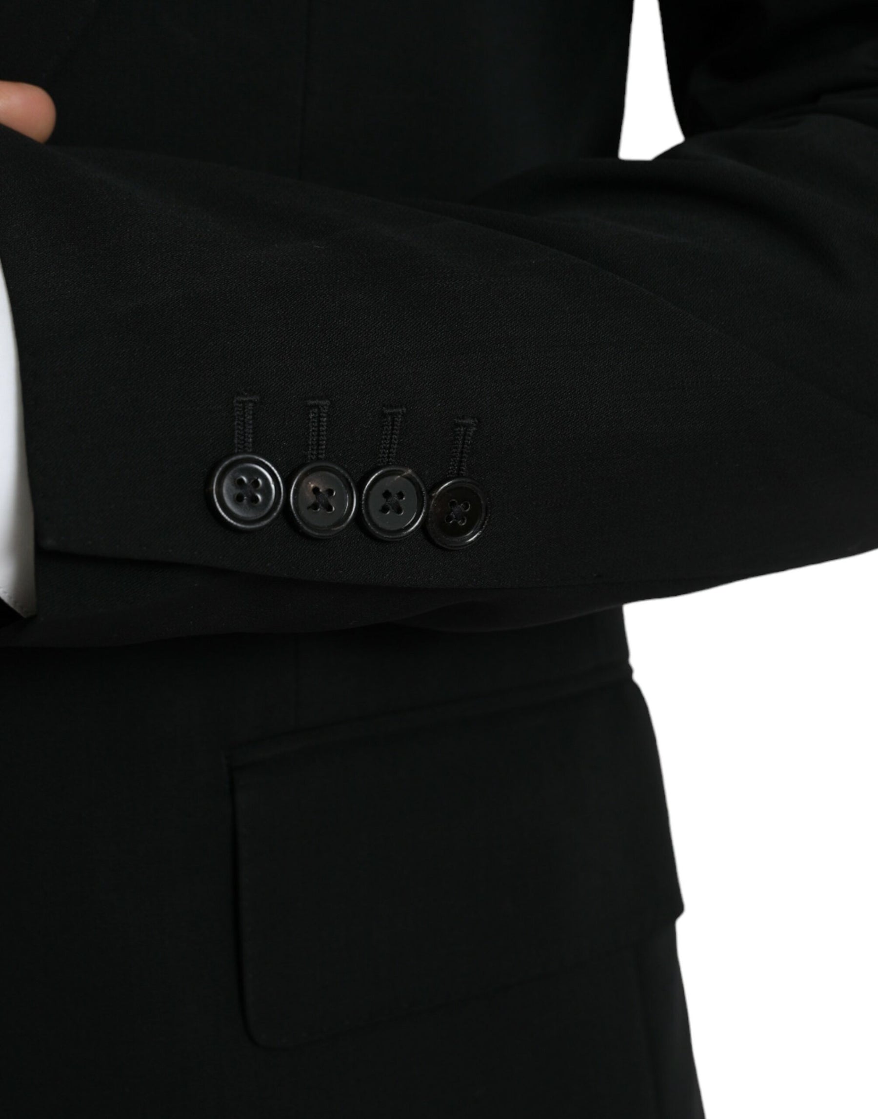 Dolce & Gabbana Black Wool Peak Single Breasted Coat Blazer | Regal Royce