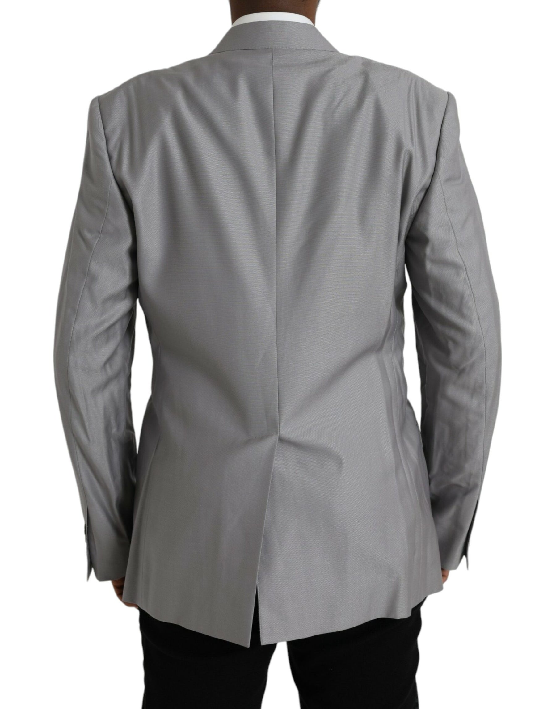 Dolce & Gabbana Gray Wool Peak Single Breasted Coat Blazer | Regal Royce