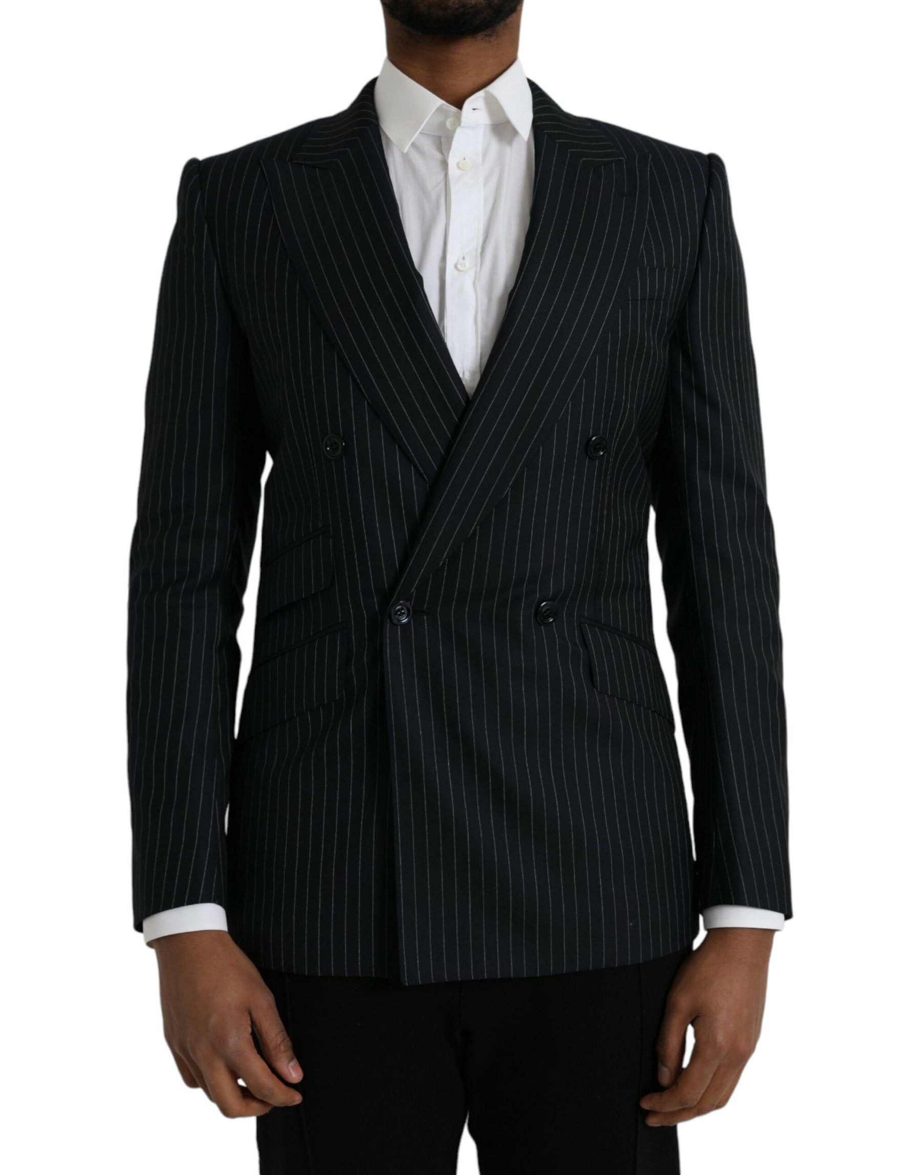 Dolce & Gabbana Black Stripe SICILIA Double Breasted Coat Blazer | Regal Royce