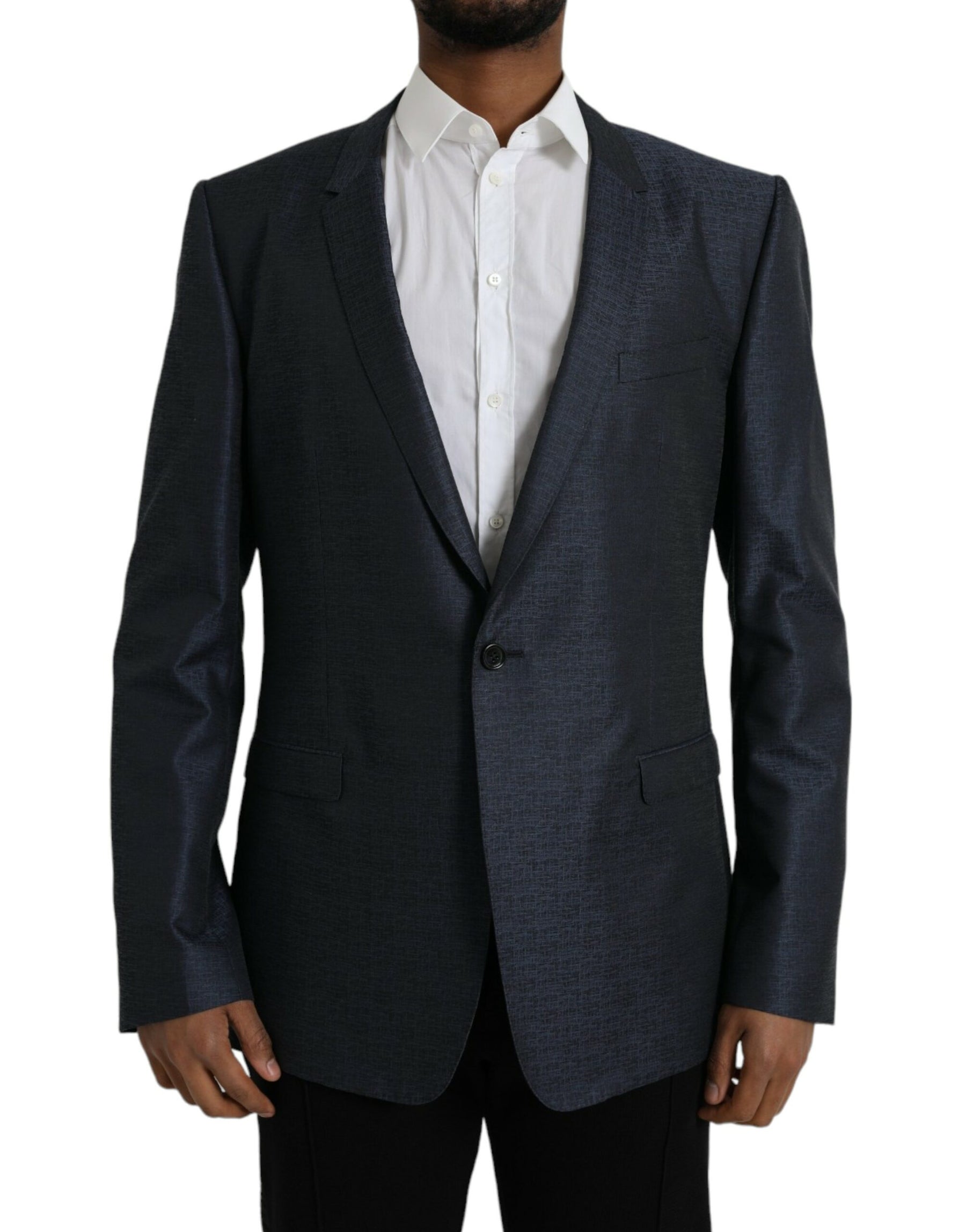 Dolce & Gabbana Blue Wool GOLD Single Breasted Coat Blazer | Regal Royce
