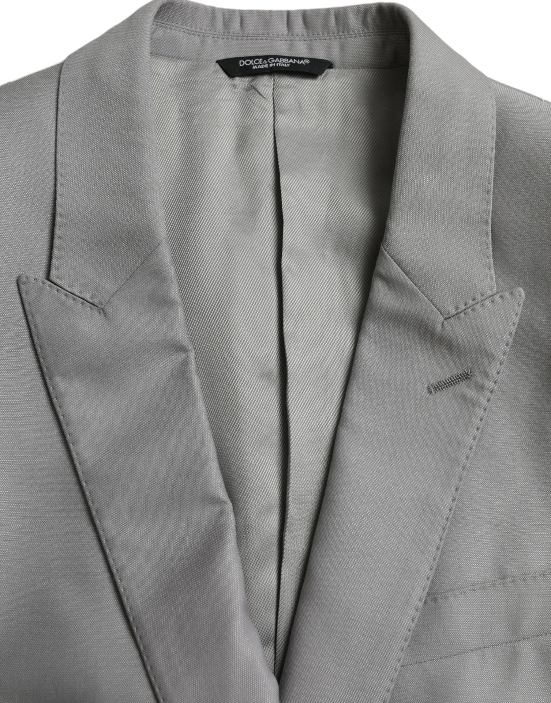 Dolce & Gabbana Gray Wool Peak Single Breasted Coat Blazer | Regal Royce