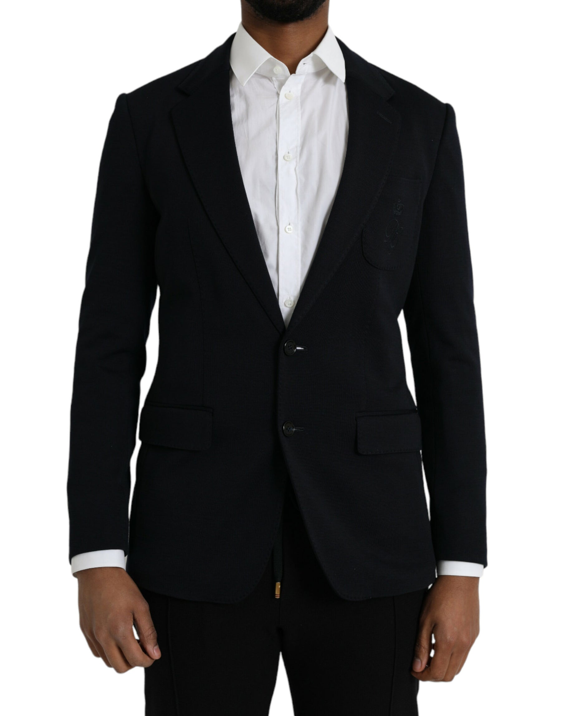 Dolce & Gabbana Black Wool Notch Single Breasted Coat Blazer | Regal Royce