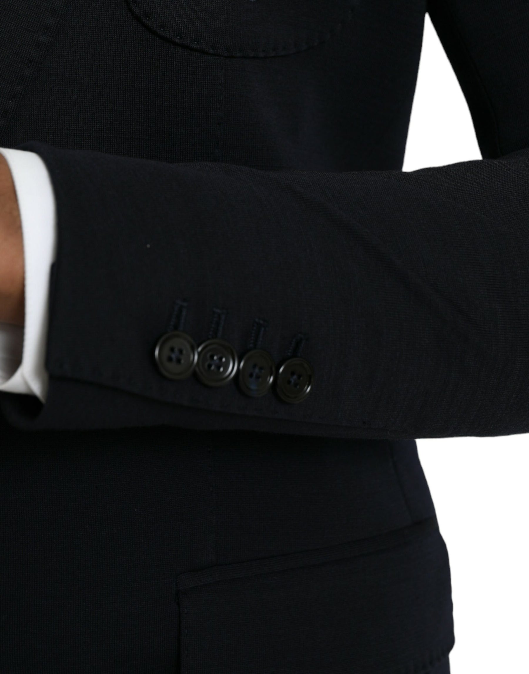 Dolce & Gabbana Black Wool Notch Single Breasted Coat Blazer | Regal Royce