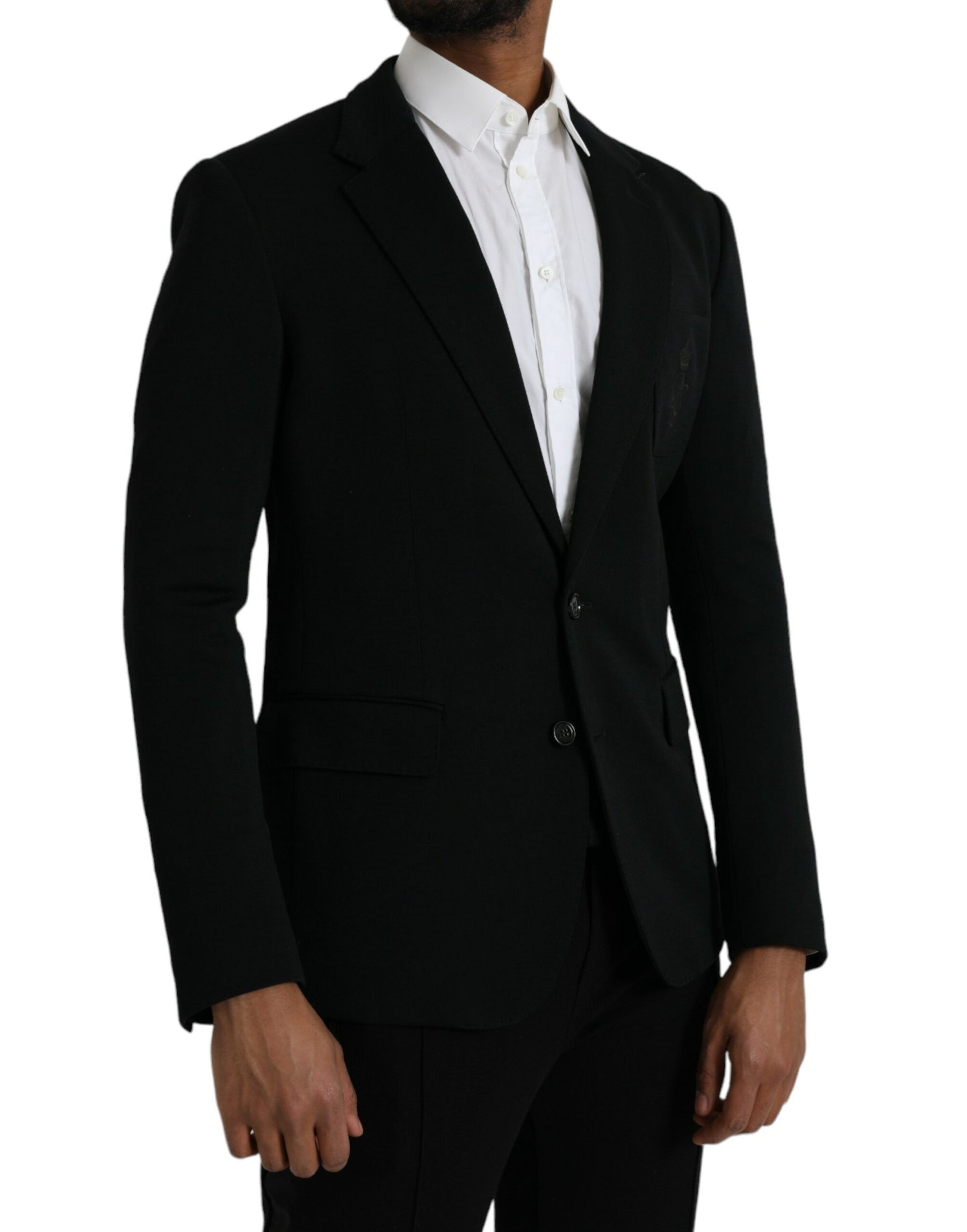 Dolce & Gabbana Black Wool Notch Single Breasted Coat Blazer | Regal Royce
