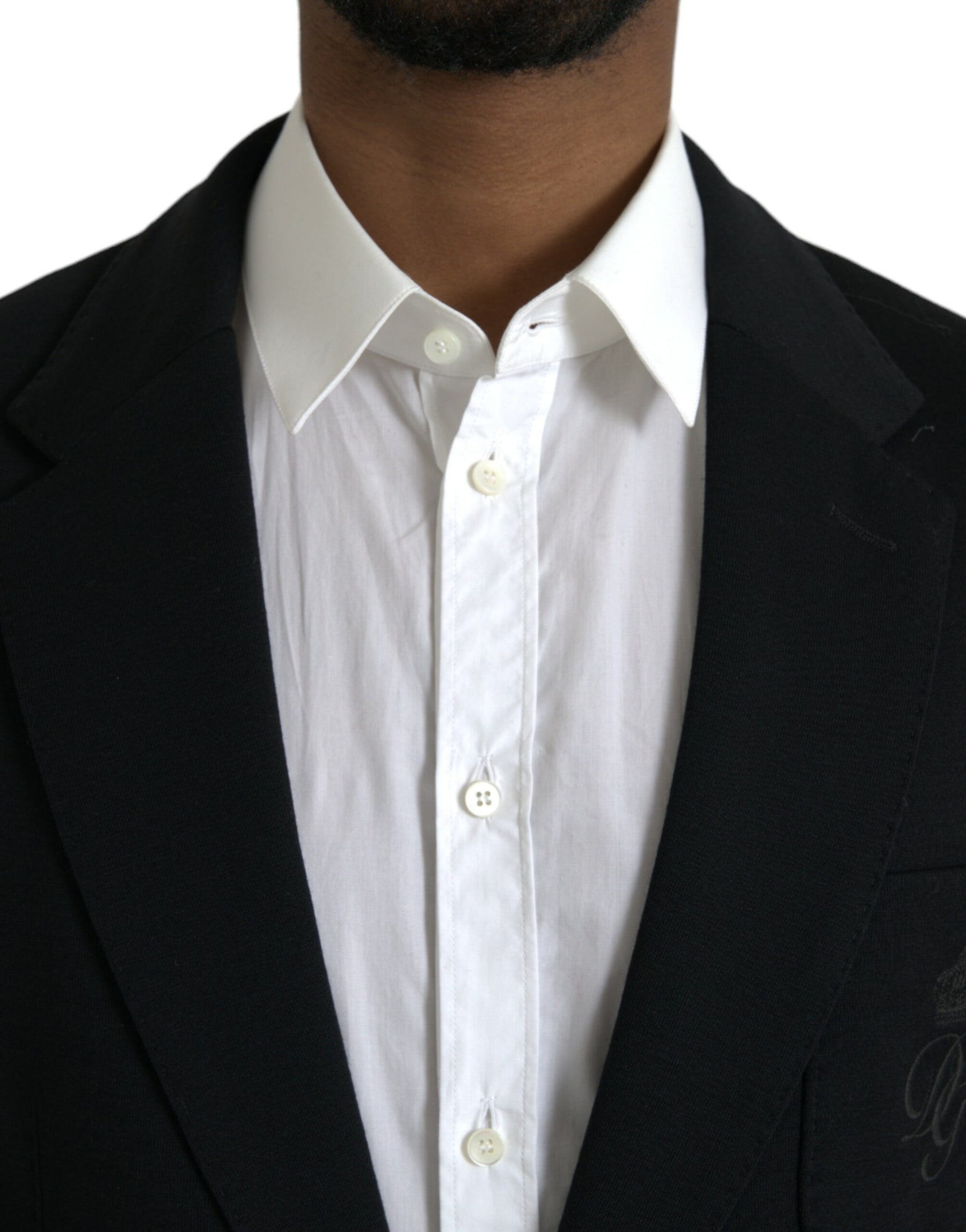 Dolce & Gabbana Black Wool Notch Single Breasted Coat Blazer | Regal Royce