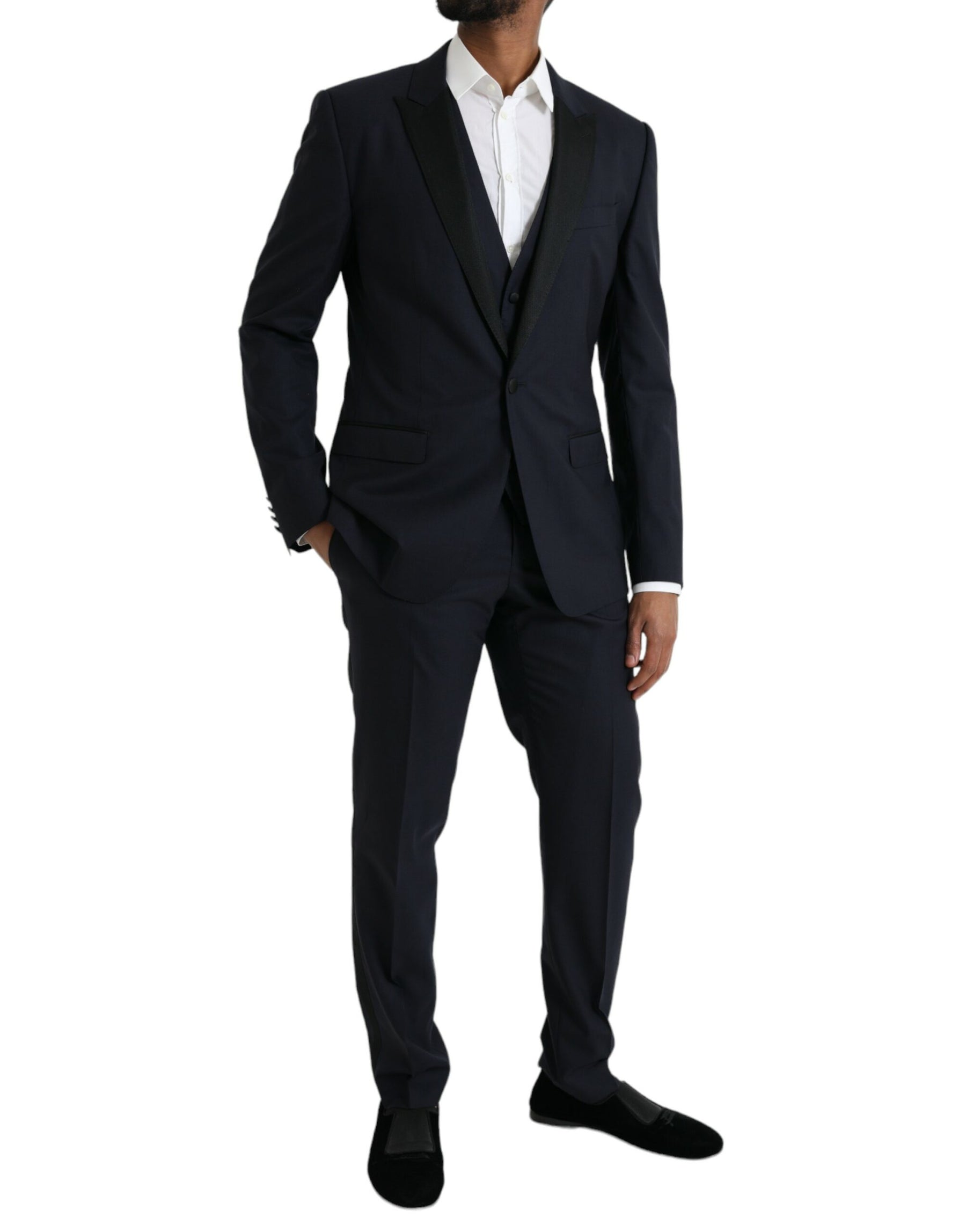 Dolce & Gabbana Dark Blue MARTINI Wool Formal 3 Piece Suit | Regal Royce