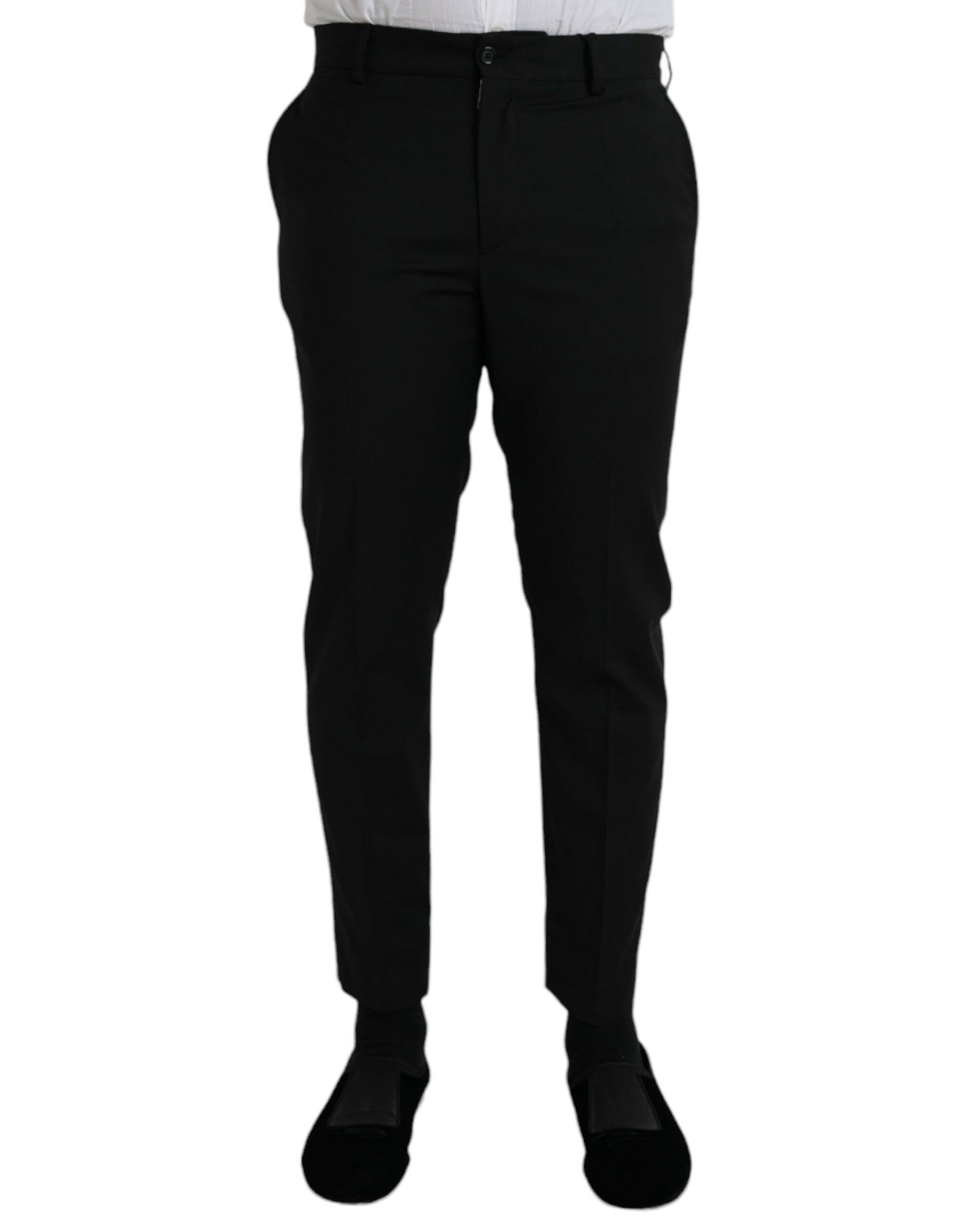 Dolce & Gabbana Black Wool SlimFit Dress Formal Pants | Regal Royce