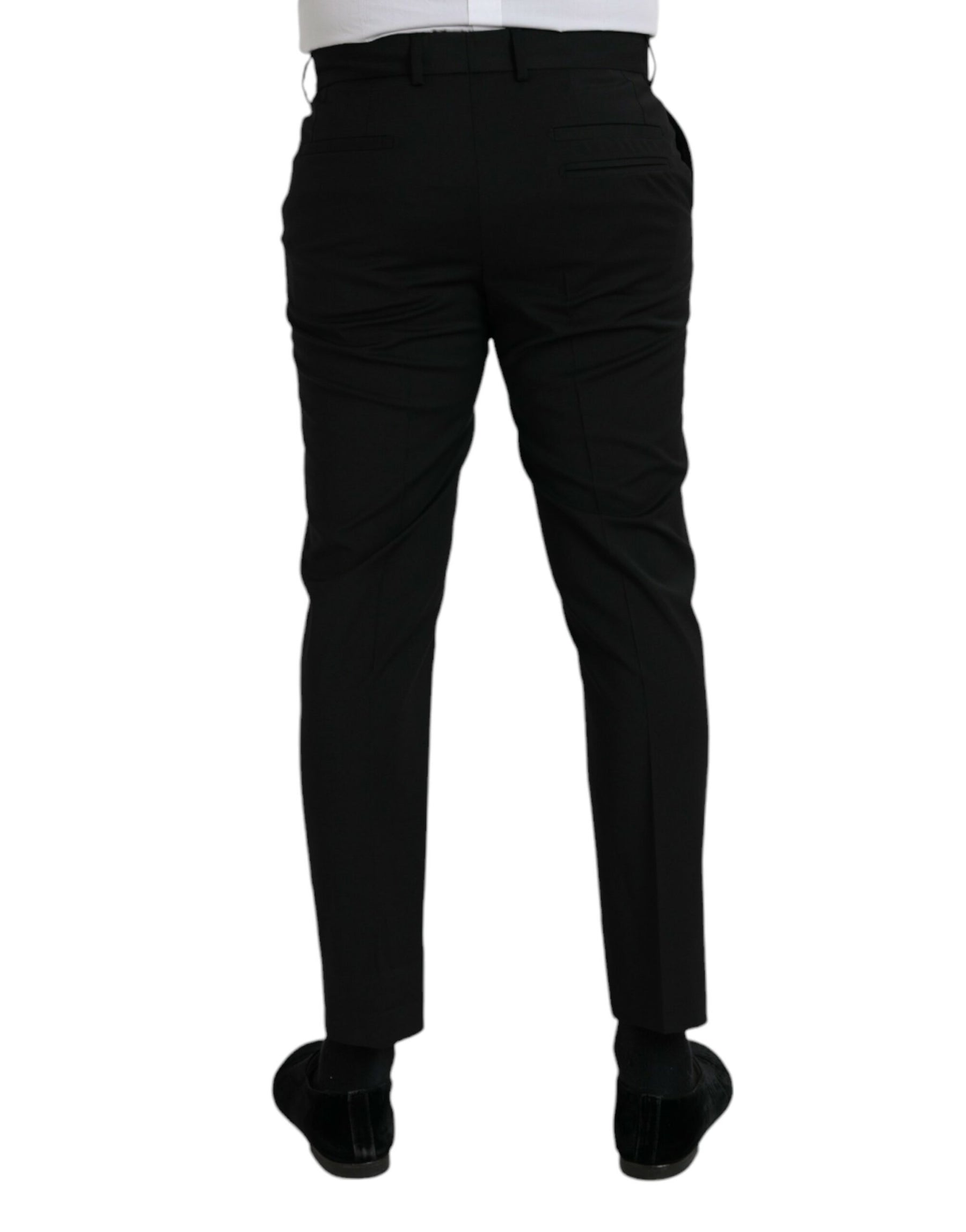Dolce & Gabbana Black Wool SlimFit Dress Formal Pants | Regal Royce