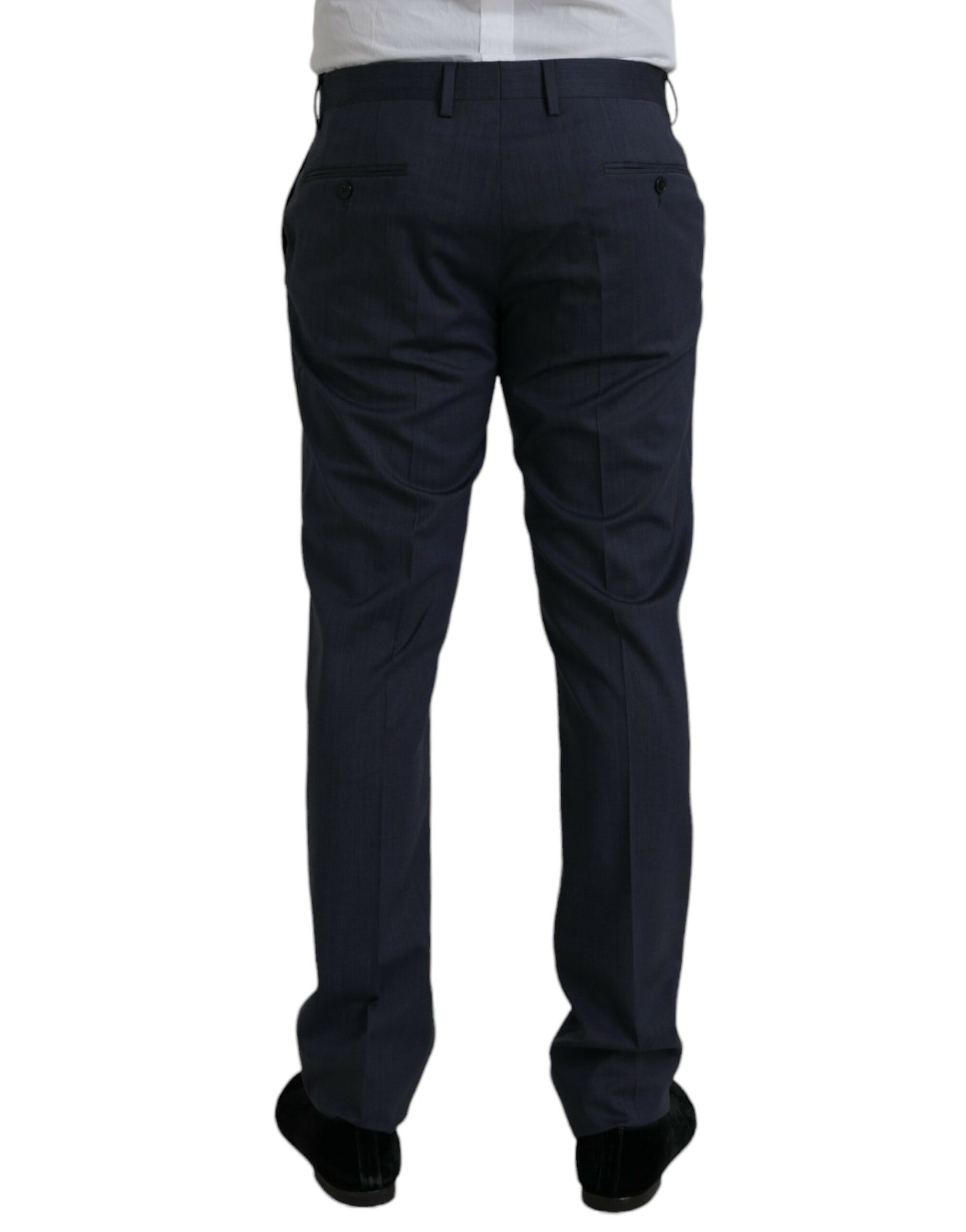 Dolce & Gabbana Blue Wool Slim Fit Dress Formal Pants | Regal Royce