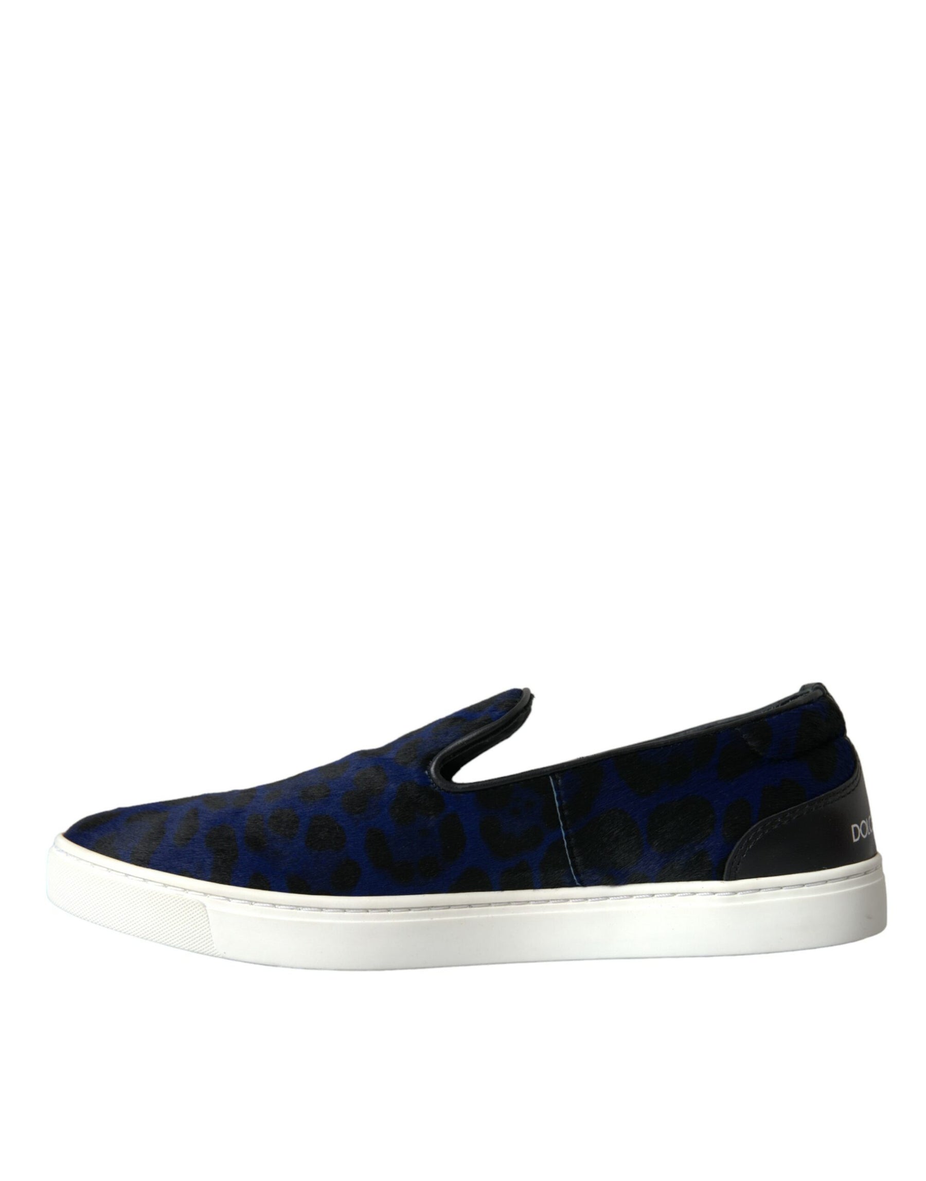Dolce & Gabbana Blue Calfskin Hair Leopard Sneakers Shoes | Regal Royce