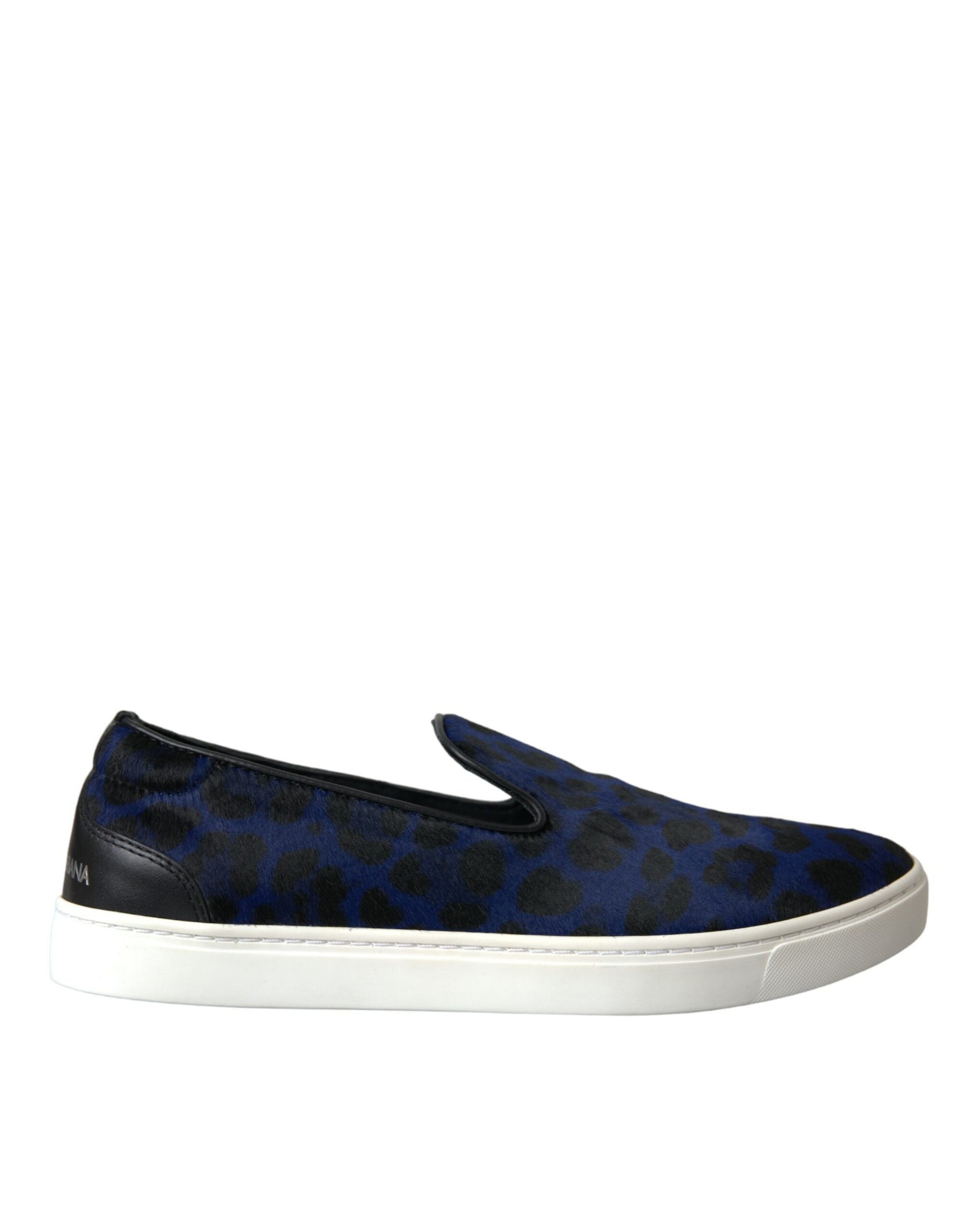 Dolce & Gabbana Blue Calfskin Hair Leopard Sneakers Shoes | Regal Royce