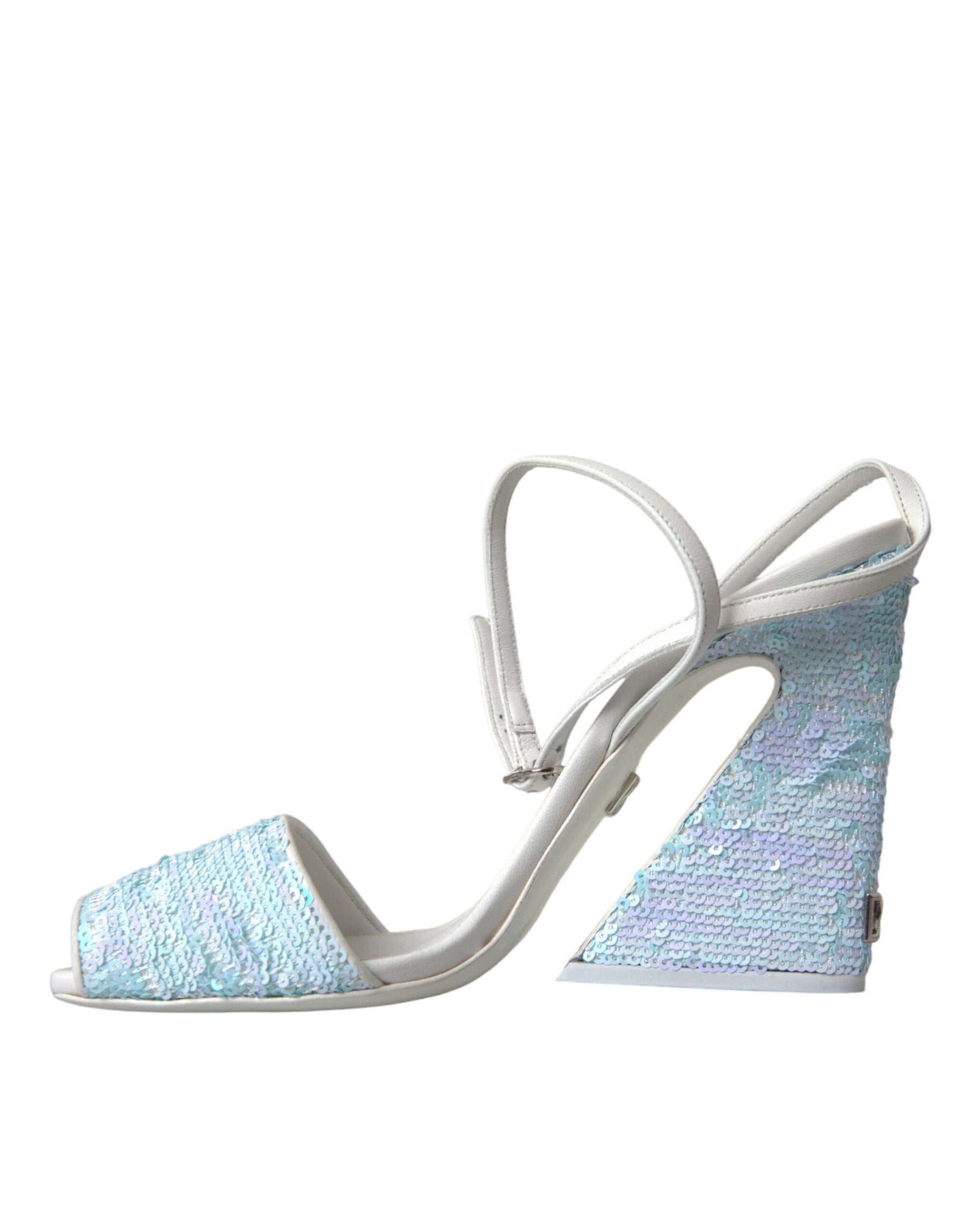 Dolce & Gabbana Light Blue Sequin Ankle Strap Sandals Shoes | Regal Royce