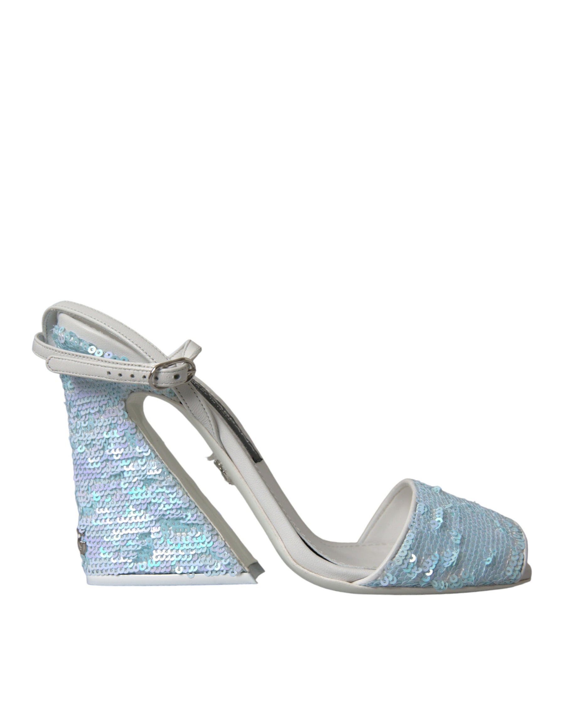Dolce & Gabbana Light Blue Sequin Ankle Strap Sandals Shoes | Regal Royce