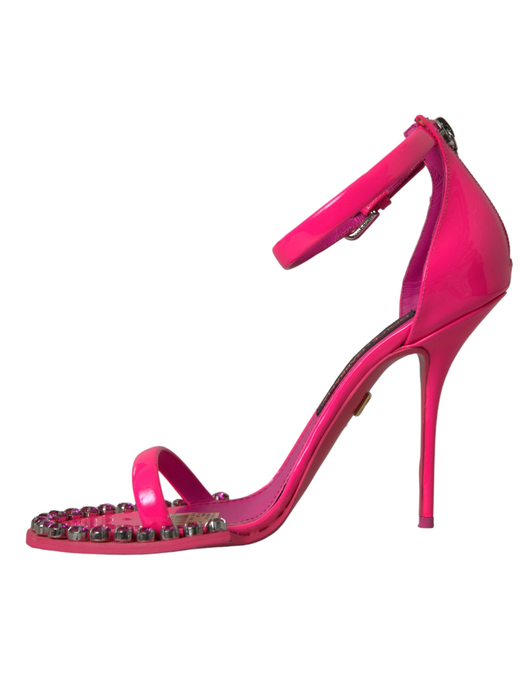 Dolce & Gabbana Pink Leather Crystal Heels Sandals Shoes | Regal Royce